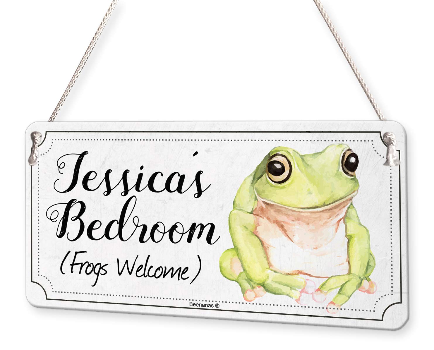 Beenanas Vibrant Green And Other Bright Colors Frog Drawing Frogs Personalised Childs Bedroom Door Sign Name Plaque