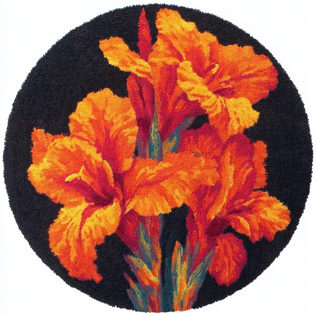 AMBATTERY DIY Latch Hook Rug Kit for Aldult,Iris Flowers