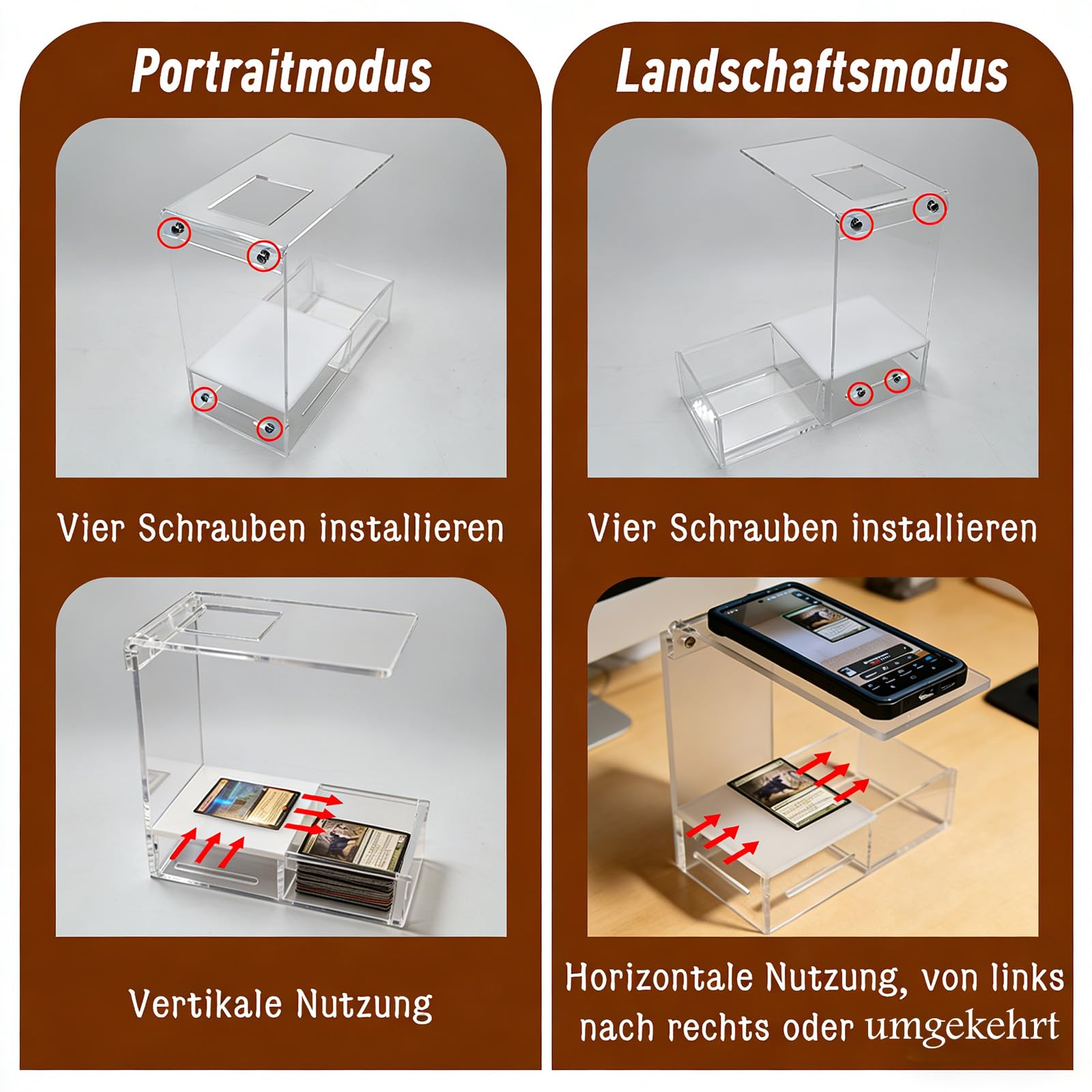 Acryl ScanBox für MTG | TCG Karten- Kompatibel mit ManaBox und Anderen Scanner-Apps, Schnelles Scannen und Preisauskunft von Magic Karten（unsleeved und Sleeved）