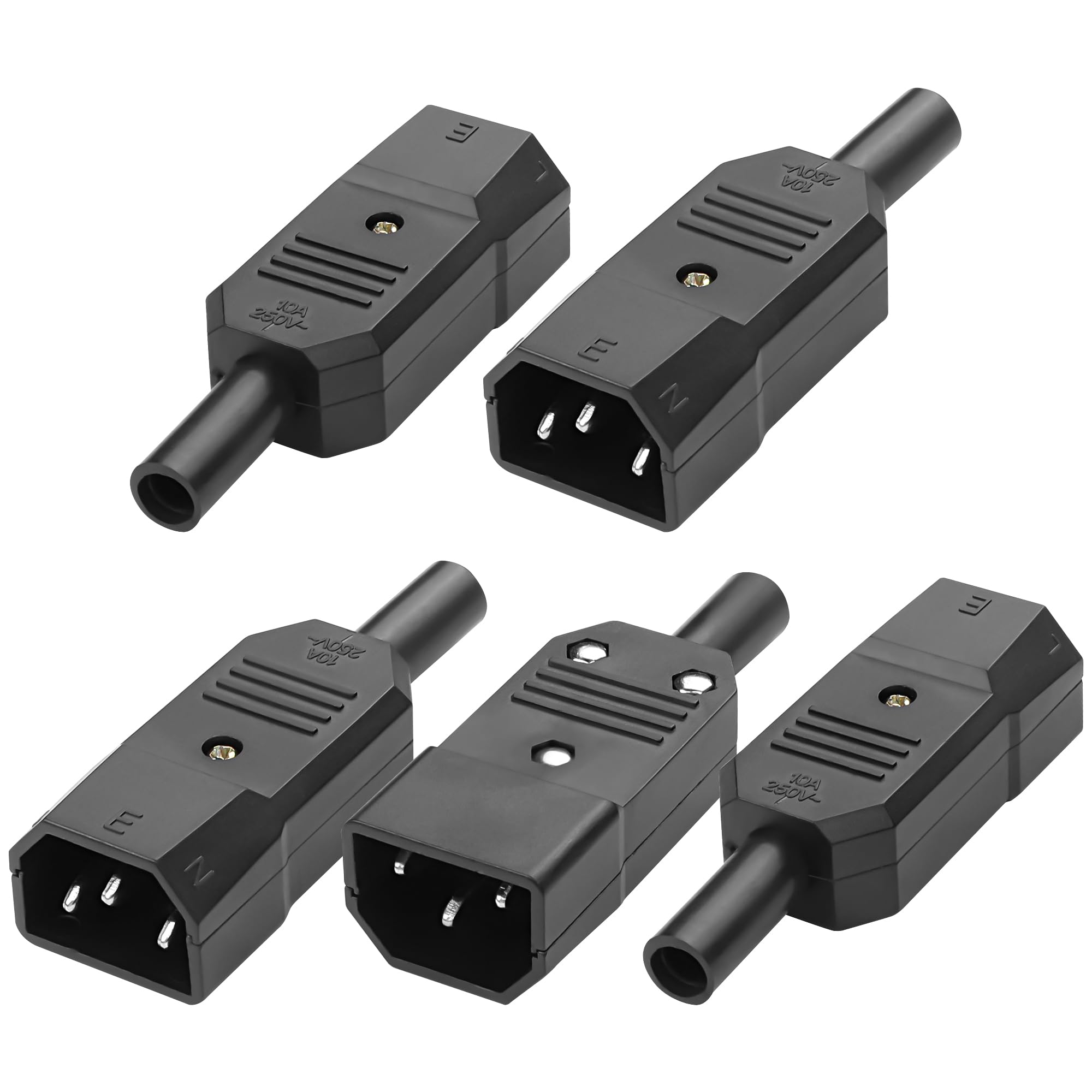 MEIRIYFA IEC320 C14 Adattatore AC 250 V 10 A 3 pin morsetti Inlet Power Plug Socket Adattatore per cabinet PDU Industriettechnik Dedicated (5 pezzi)