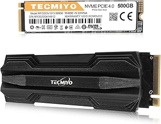 TECMIYO 500GB NVMe PCIe 4.0 Gen4 x4 NVMe 1.4 M.2 2280 Internal Gaming SSD High Performance Solid State Drive up to 5000MB/s for Desktop Laptop Computer (500GB PCIE4.0 NVME + Black Aluminum Heatsink)
