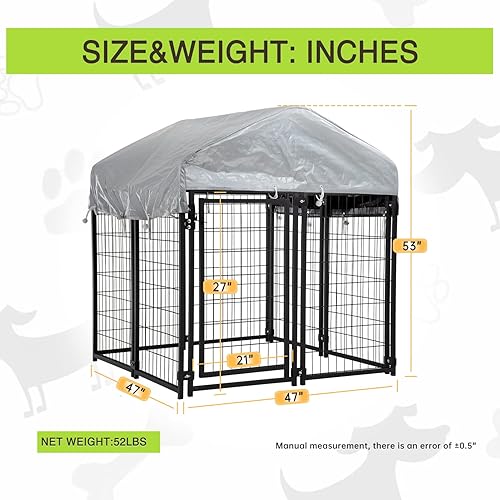 Miniatura 7 de Perrera para perros grandes y resistentes 4 x 4 x 43 pies alambre soldado de metal con techo impermeable resistente a los rayos UV