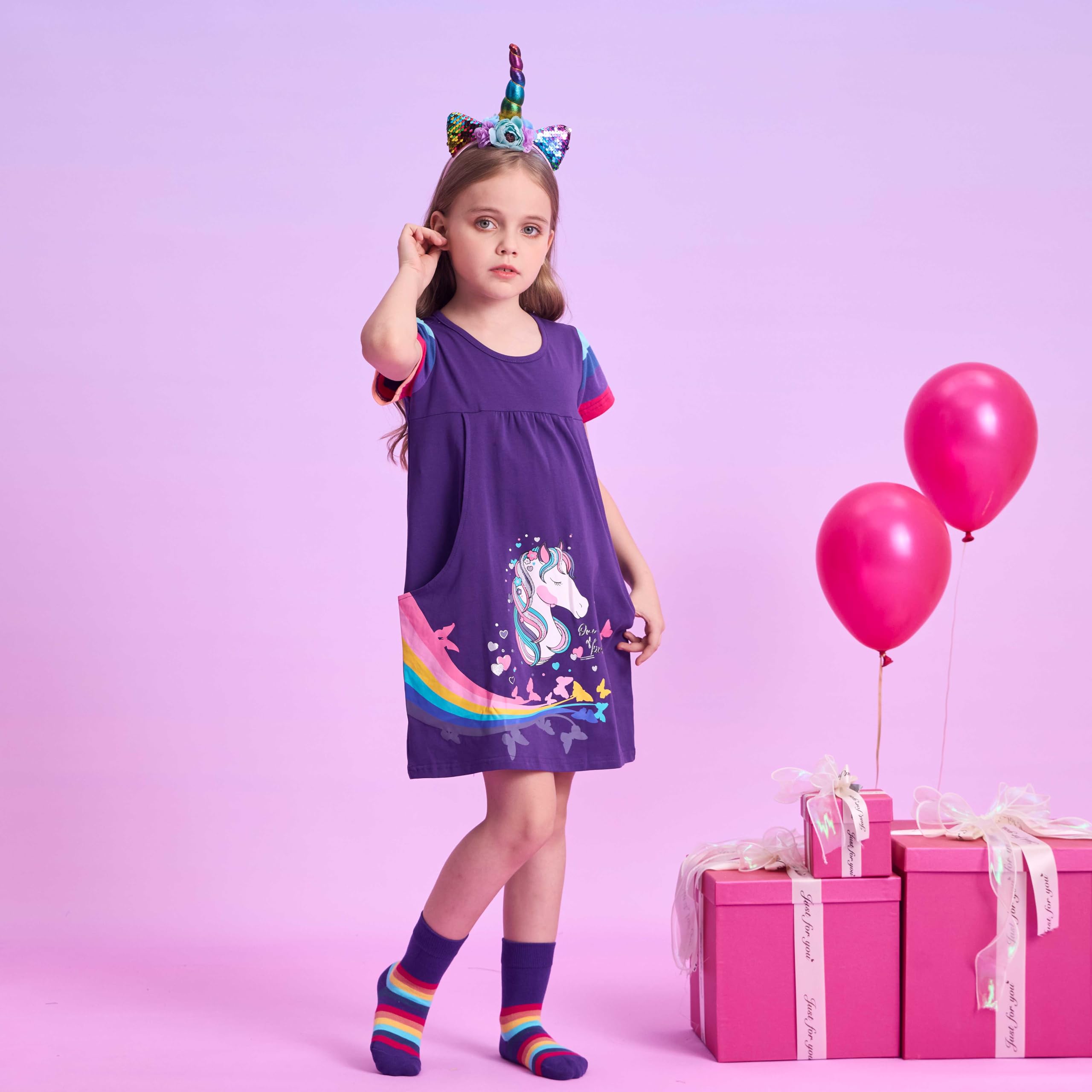 VIKITA Vestido para Niñas Manga Larga Algodón Princesa Casuales Bebe Niñas 2-8 años — view 5