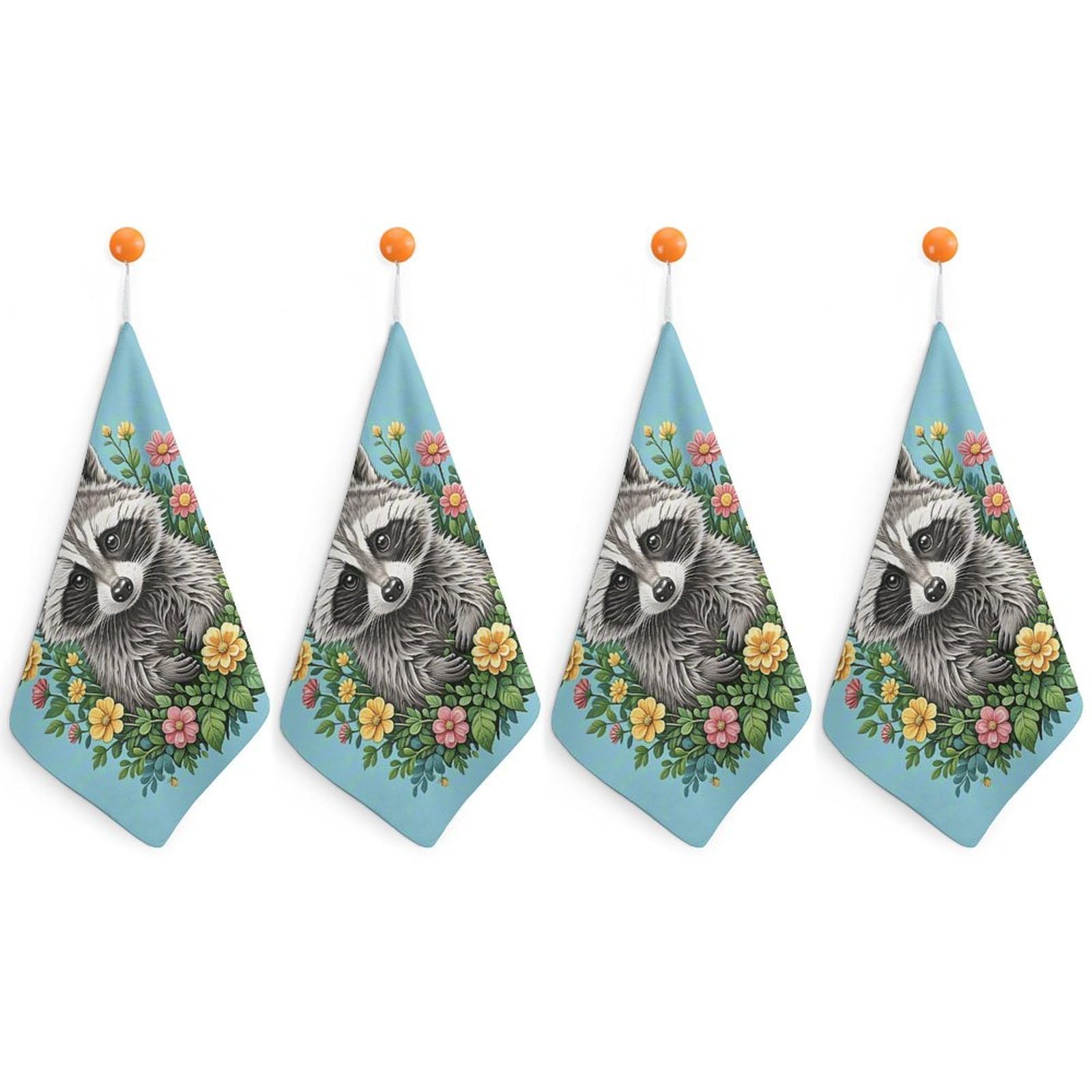 VstaDank Raccoon Hand Towel Skin Friendly Face Towel Machine Washable Washcloth Reusable Makeup Remover Cloth Soft Feel Fingertip Towels Multi-Purpose Wash Cloth for Bathroom