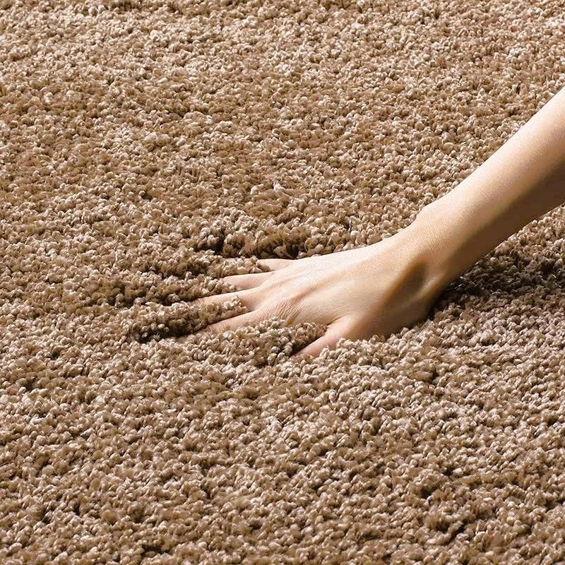 Image of Soft Fluffy Microfiber Carpets for Living Room | Carpet for Bedroom | Rug for Hall | Size: 4 x 6 Feet Rectangular | Colour: Beige | Thick 1.5 Inches