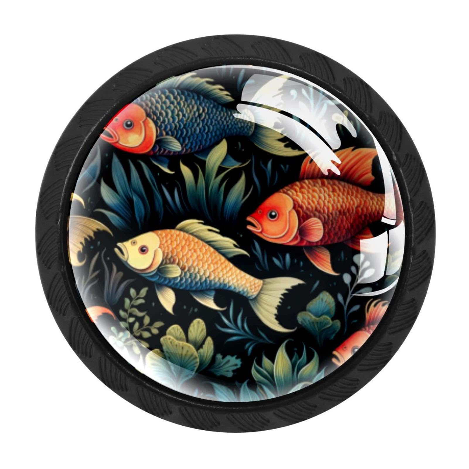 Chenzzzz Multicolored 09 4 Pieces Round Cabinet Knobs Fish Dresser Knobs Pulls Handles With Screws For Drawer Pulls Handles Knobs Door Knobs