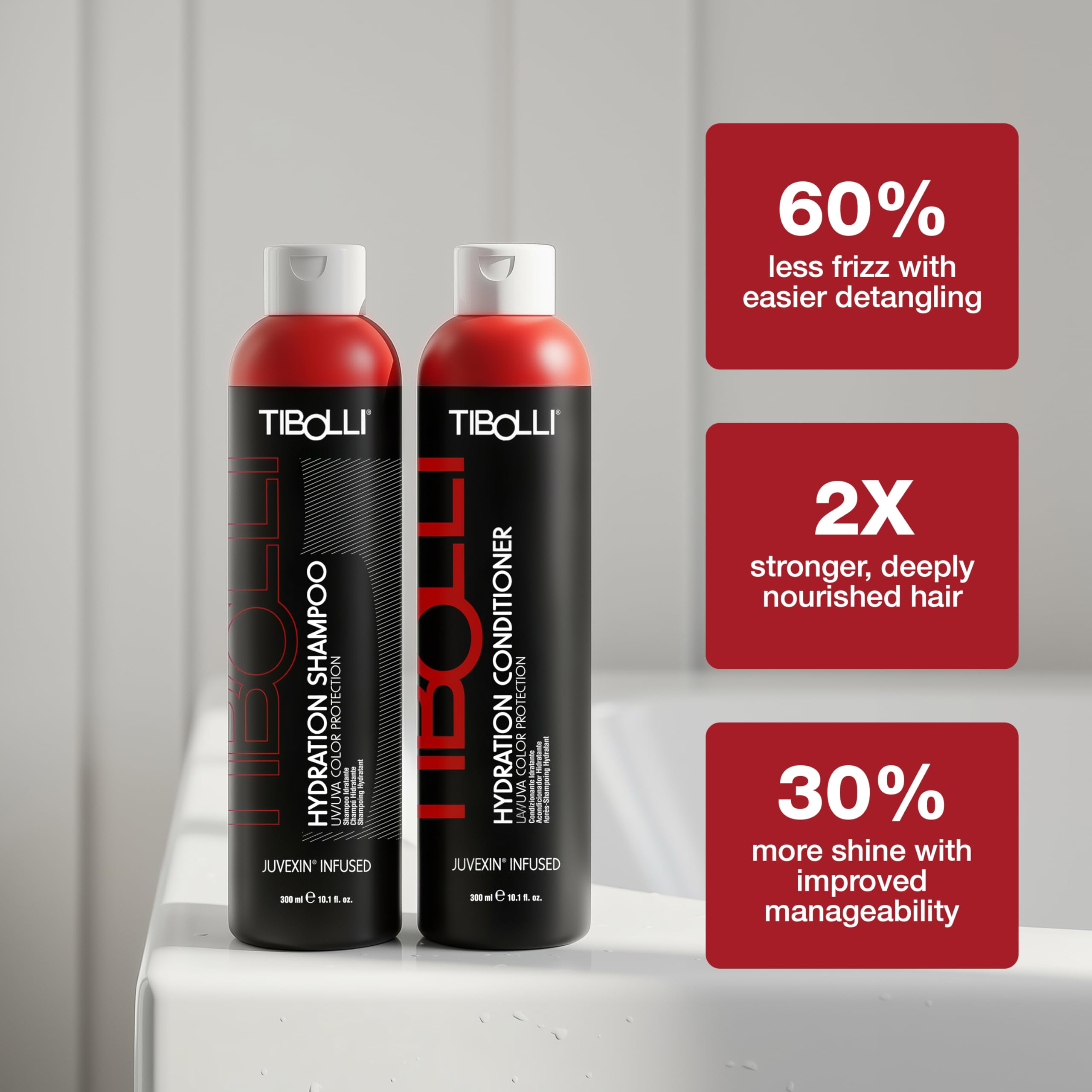 TIBOLLI Hydration Shampoo and Conditioner (10.1 FL Oz / 300ml) ripara i capelli danneggiati Aiuta a idratare, levigare e rinforzare con ingredienti di origine naturale Senza parabeni solfati