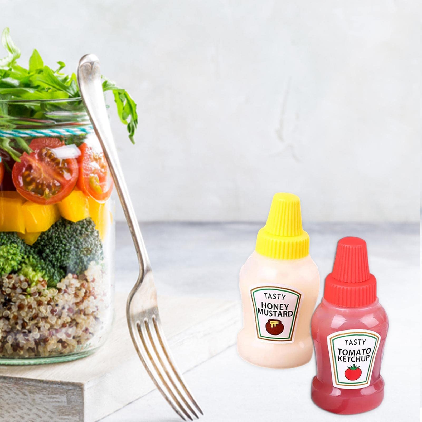 Set 3 Bottiglie Portachiavi Per Salse 50ml - Mini Contenitori Ricaricabili Per Ketchup E Salse Piccanti