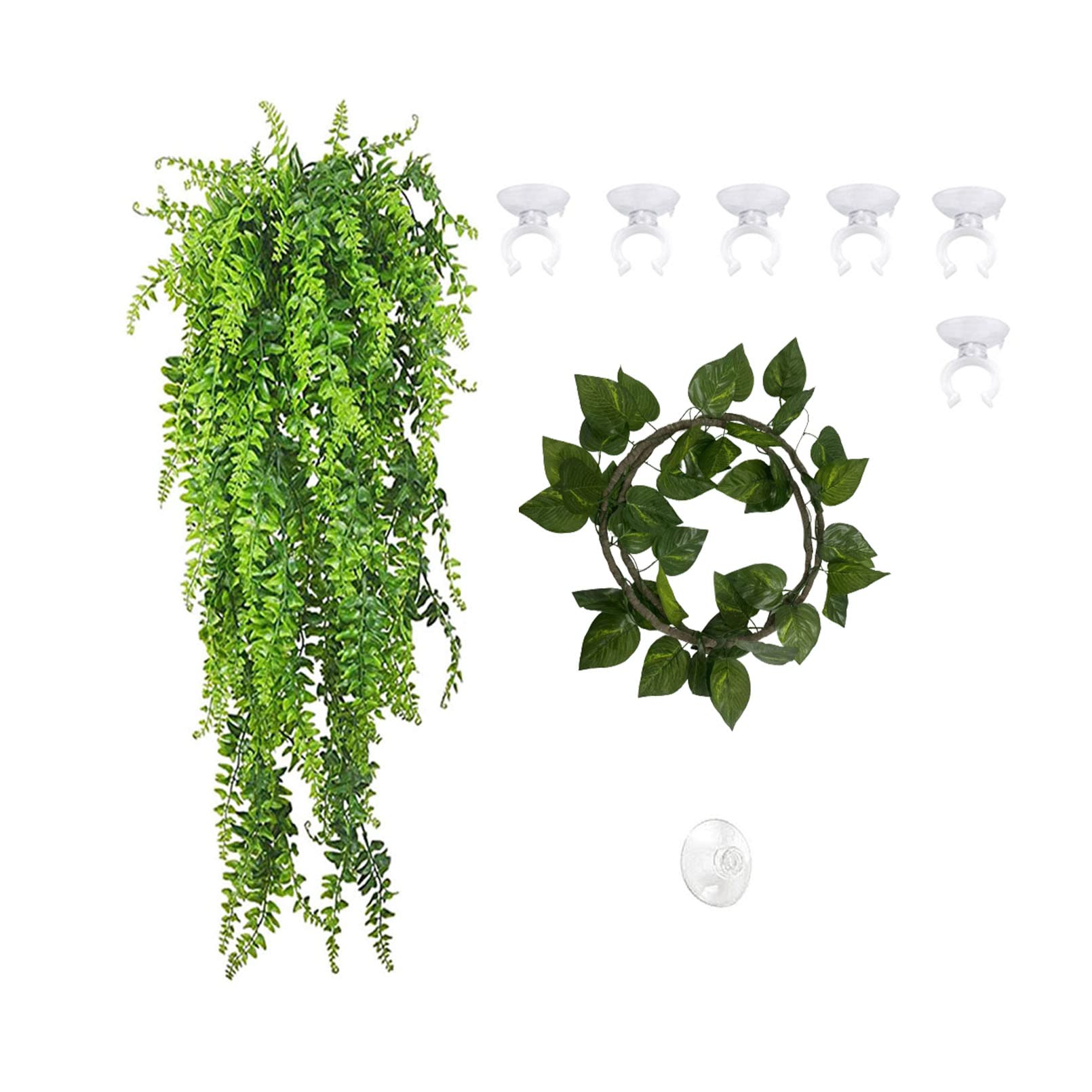 kathson Reptile Tank Hanging Vines Plants,Bearded Dragons Habitat Bendable Jungle Climbing Fake Vine Terrarium Decorations for Geckos,Lguanas,Lizards,Snakes,Chameleons,Geckos,Tortoises (3 PCS)