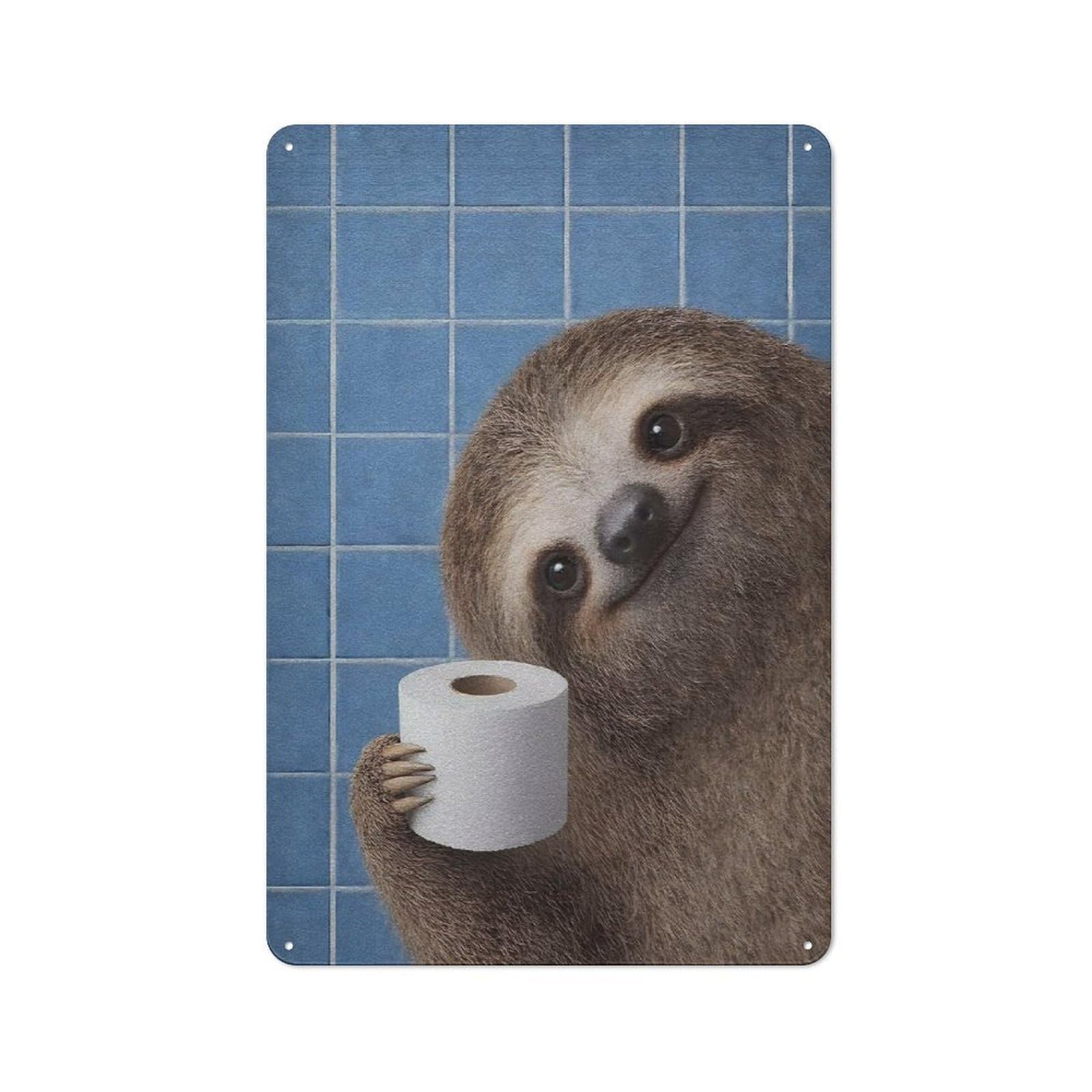 Junmoney Style-22 Retro Tin Sign 30X20cm Featuring Sloth Holding Toilet Paper Are You Pooping For Workshop Wall, Gift For Makers And Diy Enthusiasts During The Christmas Season