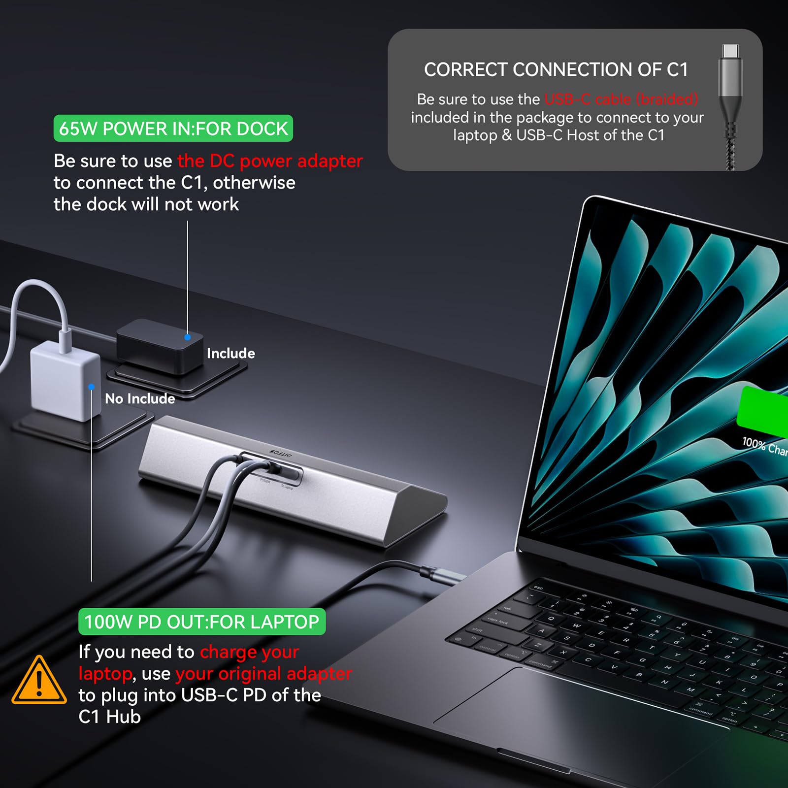 Gitfos C1 Hub USB C Alimentato, 15 in 1, 100W PD, 10Gbps