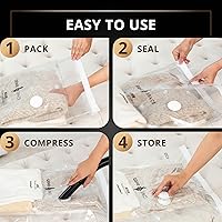 Vista 3 de GENIE SPACE Bolsas de almacenamiento al vacío XXL para ropa, ropa de cama y armarios, 43 x 35 pulgadas, herméticas, reutilizables y a prueba