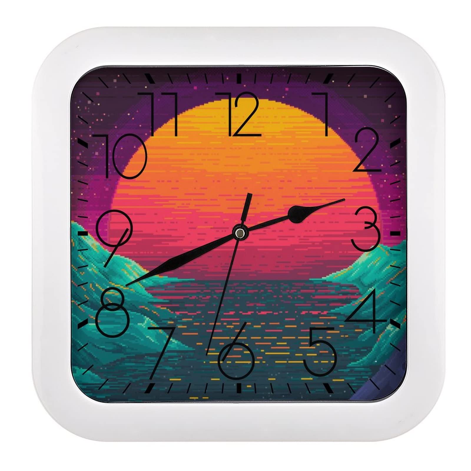 Horloge murale carrée grands chiffres lisibles pour salon et cuisine