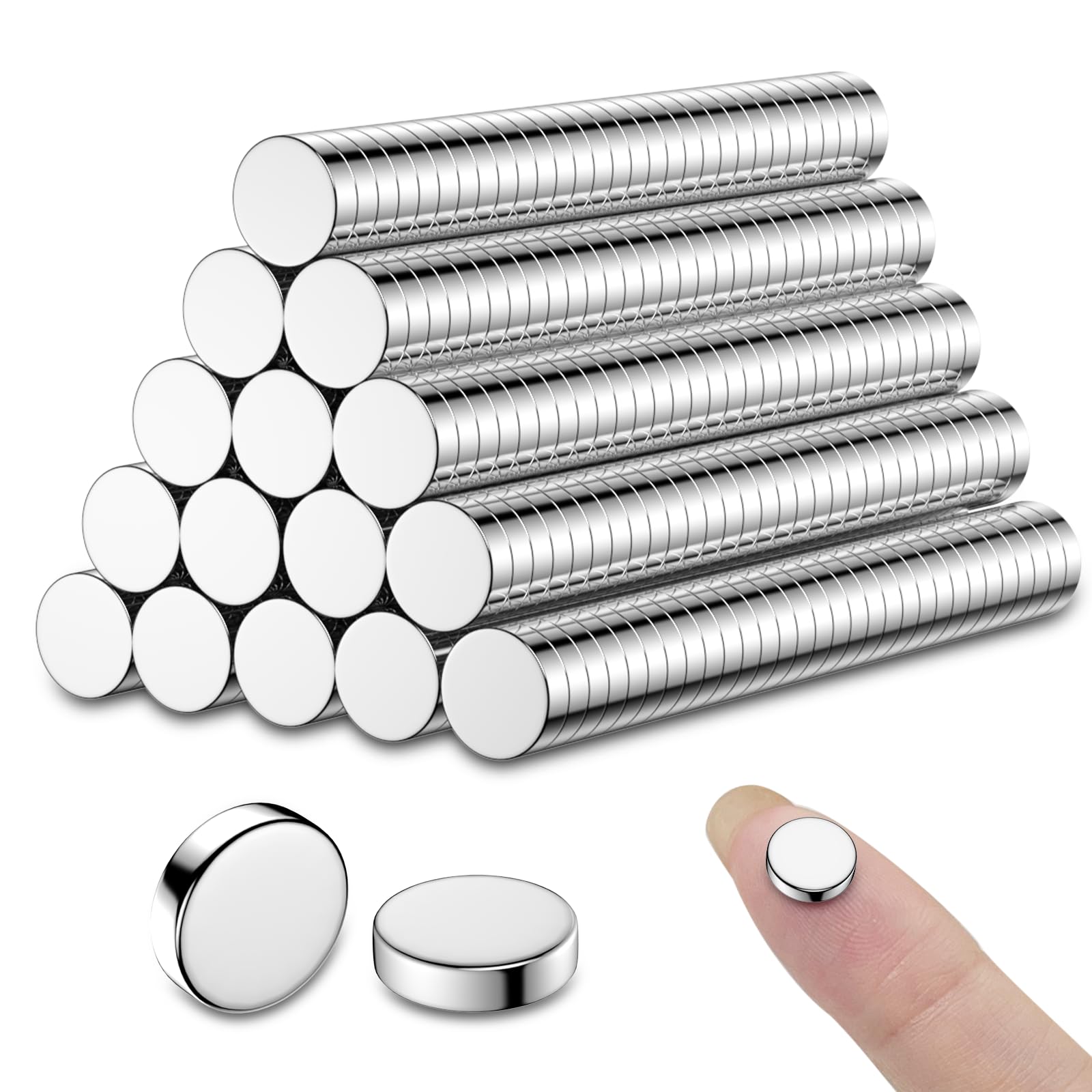 MAGABALLNET 100 Pack 8×2mm Strong Magnets, Neodymium Magnet, Small Magnets for Crafts, Refrigerator, Whiteboard, DIY, Office, Door, 3D Printer