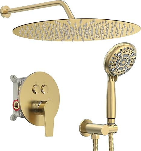 Miniatura 14 de SR SUN RISE Sistema de ducha, juego de grifo de ducha multifunción de 12 pulgadas, 6 ajustes de cabezal de ducha de mano de alta presión, válvula