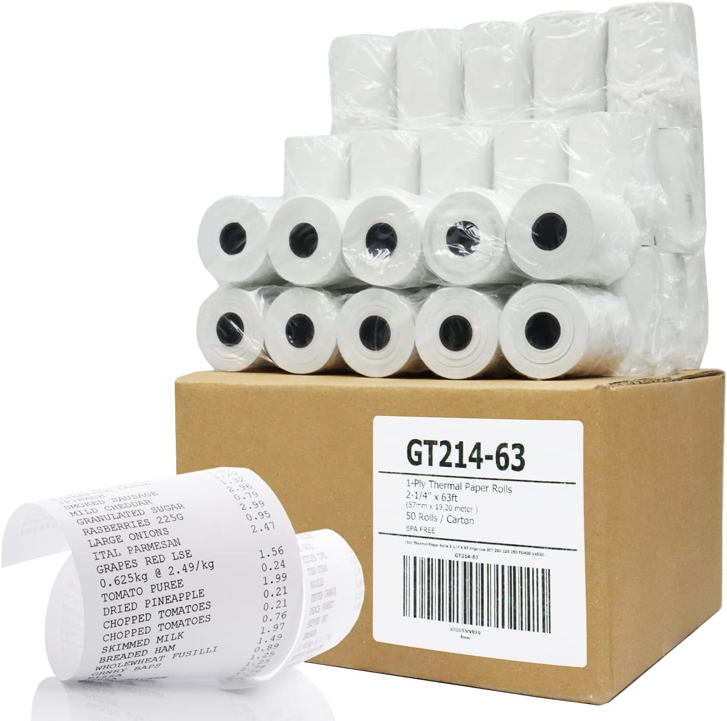 (50) Gorilla Supply 2 1/4 x 85 Thermal Paper Receipt Rolls Clover Mini Verifone VX510 VX570 FD50 T4220, 2.25 x 85 ft, POS/Cash Register Paper, BPA Free, 50 Rolls