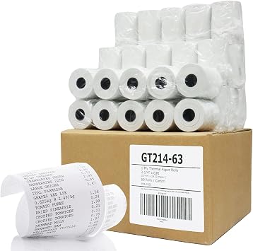 50 Thermal Paper Rolls 2-1/4 X 63 Ingenico ICT 200 220 250 FD400 Vx520