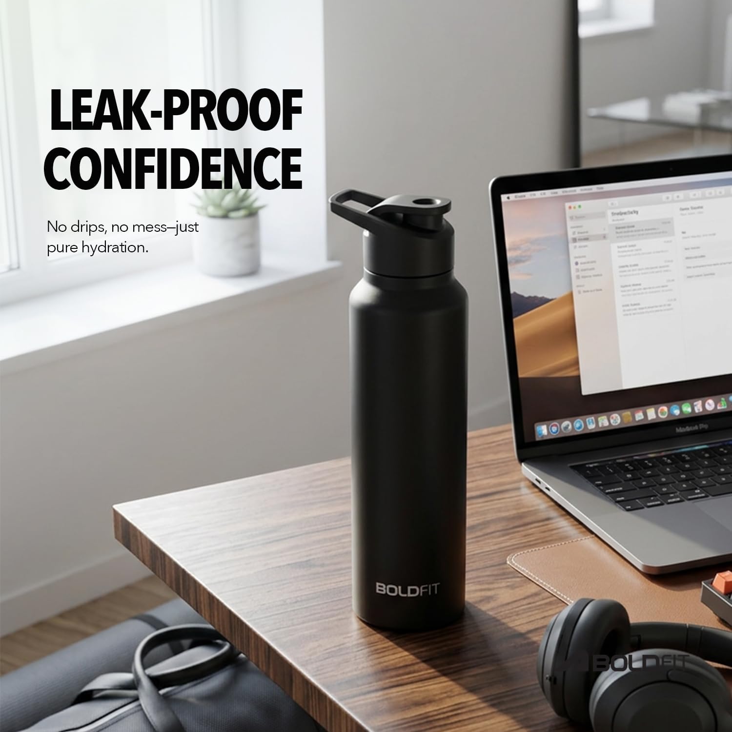 Boldfit 1L Stainless Steel Water Bottle, Pack of 2 - Image 6