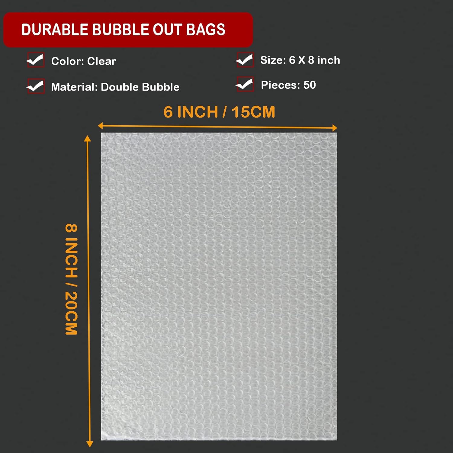 200Pcs Bubble Pouches Wrap 6”x8”, Clear Bubble Out Bags for Packing, Double Walled Moving Supplies Bubble Bags for Fragile Dishes China Plates, Bubble Pouch Bags for Shipping Storage Wrapping