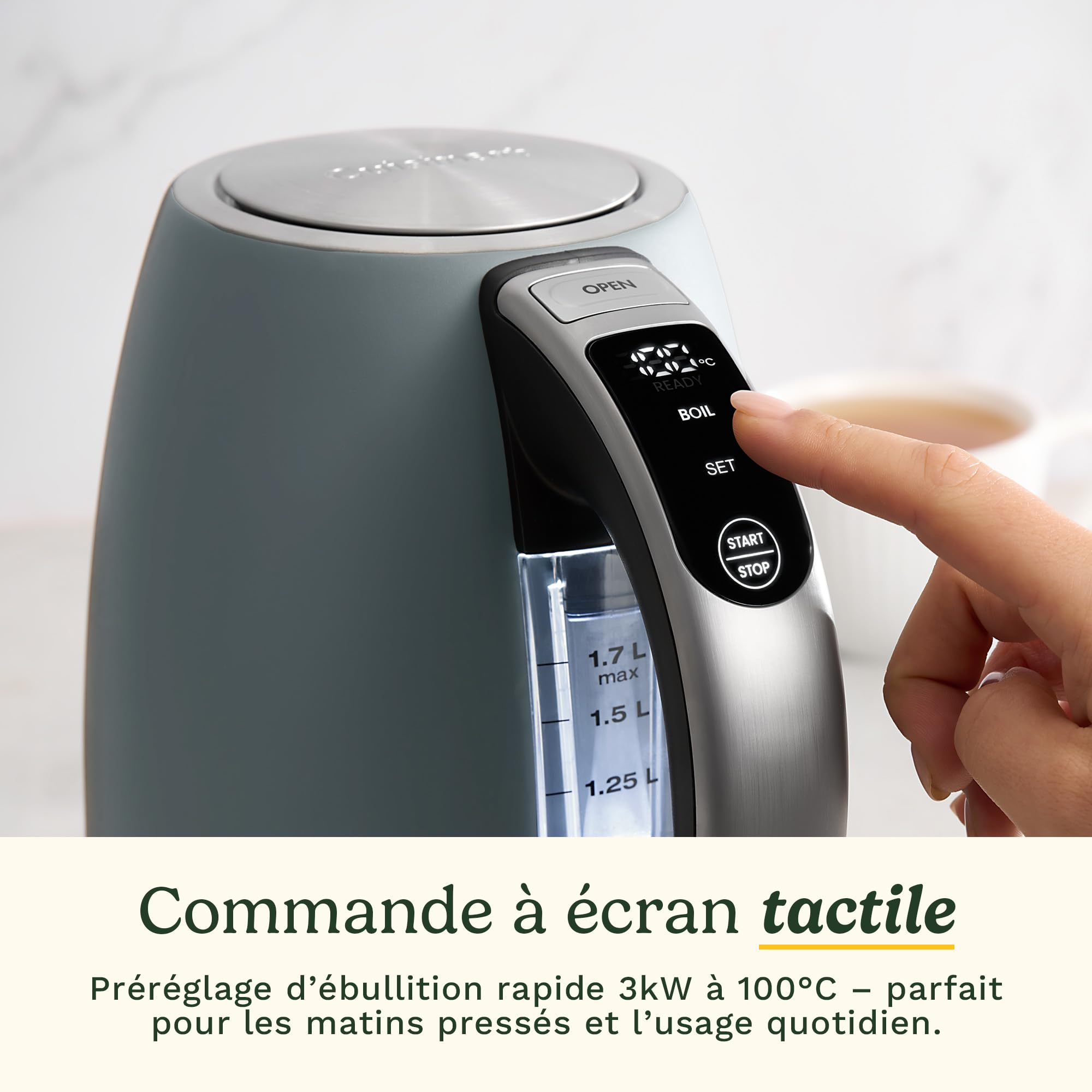 Cuisinart Bouilloire électrique SmartElite 1,7 L Denim | Température Réglable 50–100 °C | Écran Numérique | Ébullition Rapide 3 kW | Filtre Anticalcaire Lavable | Bec Verseur
