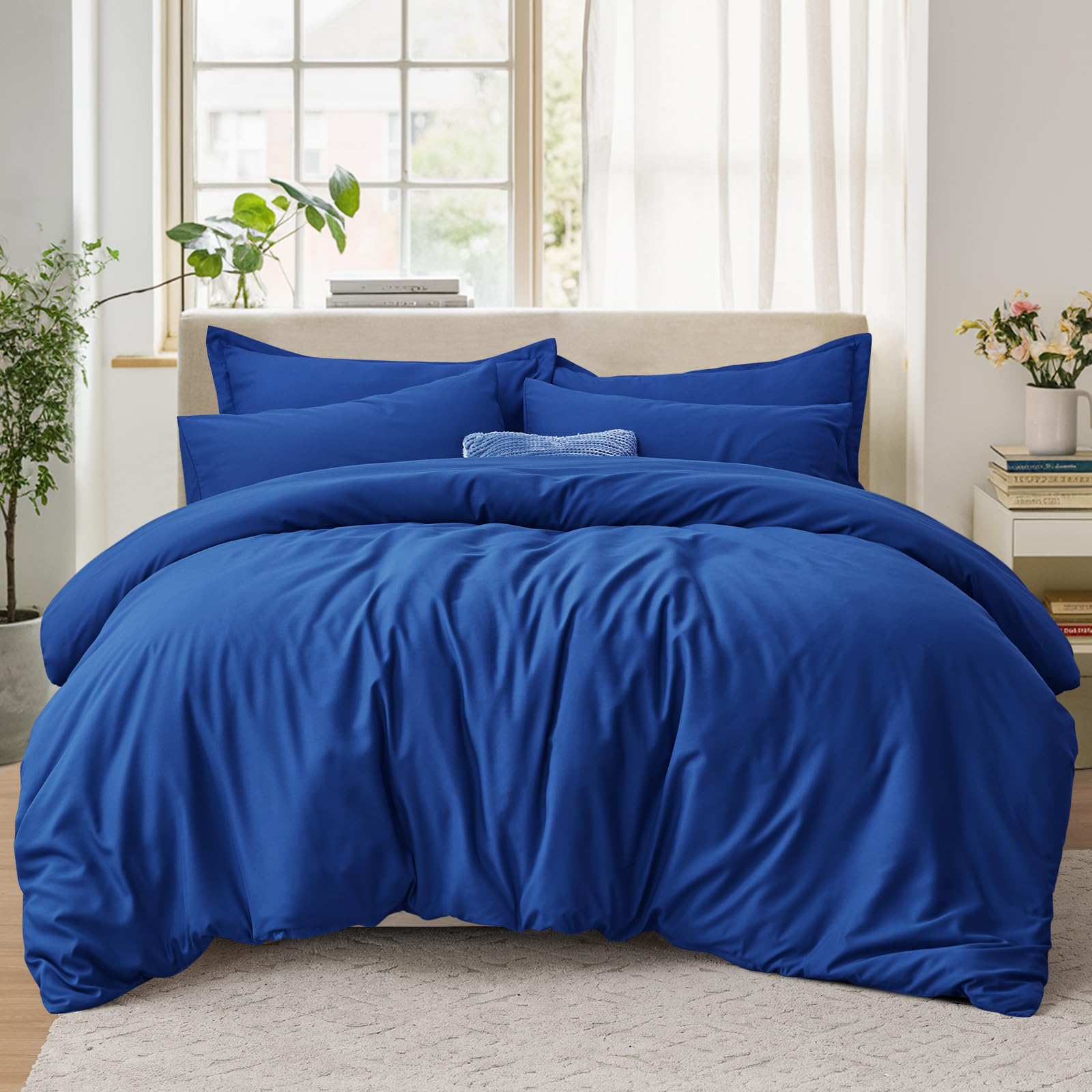 Tifschlaf King Size Duvet Cover Sets - Kingsize Bedding Set with 2 Pillowcases - Ultrasoft Brushed Microfiber Quilt Bed Cover with Zip Fastening, Royal Blue (230x220)