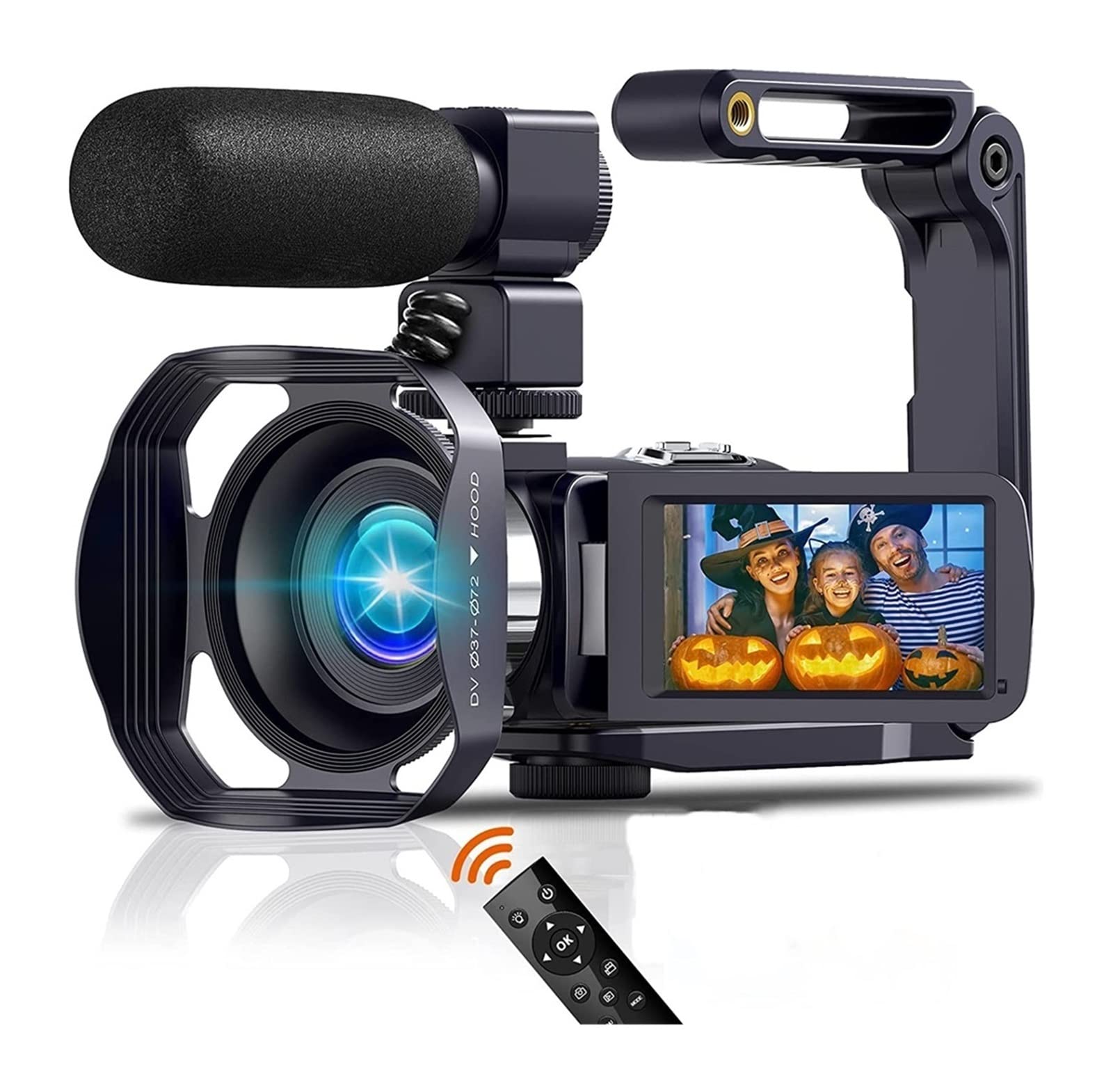Caméra vidéo Caméscope 2 pièces 4K caméscope caméra vidéo numérique for Diffuser Vlog enregistreur 18X stabilisateur de Webcam en accéléré(16G SD Card,NA-U600-LT)