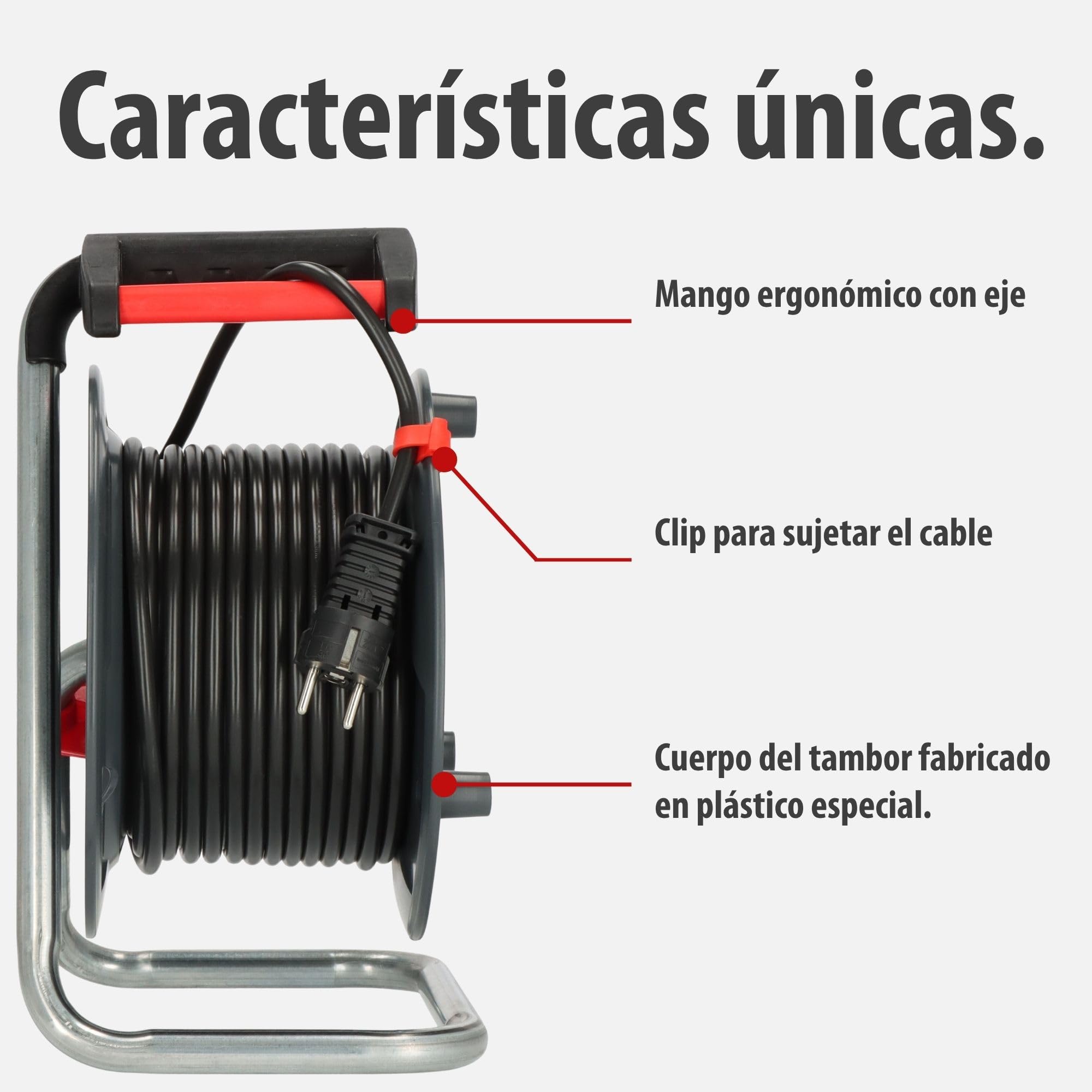 Brennenstuhl Garant V2 Enrollacables 25m cable (Fabricado en Alemania, 4 enchufes con conexión a tierra, protección contra sobrecalentamiento, cuerpo del tambor de plástico especial)