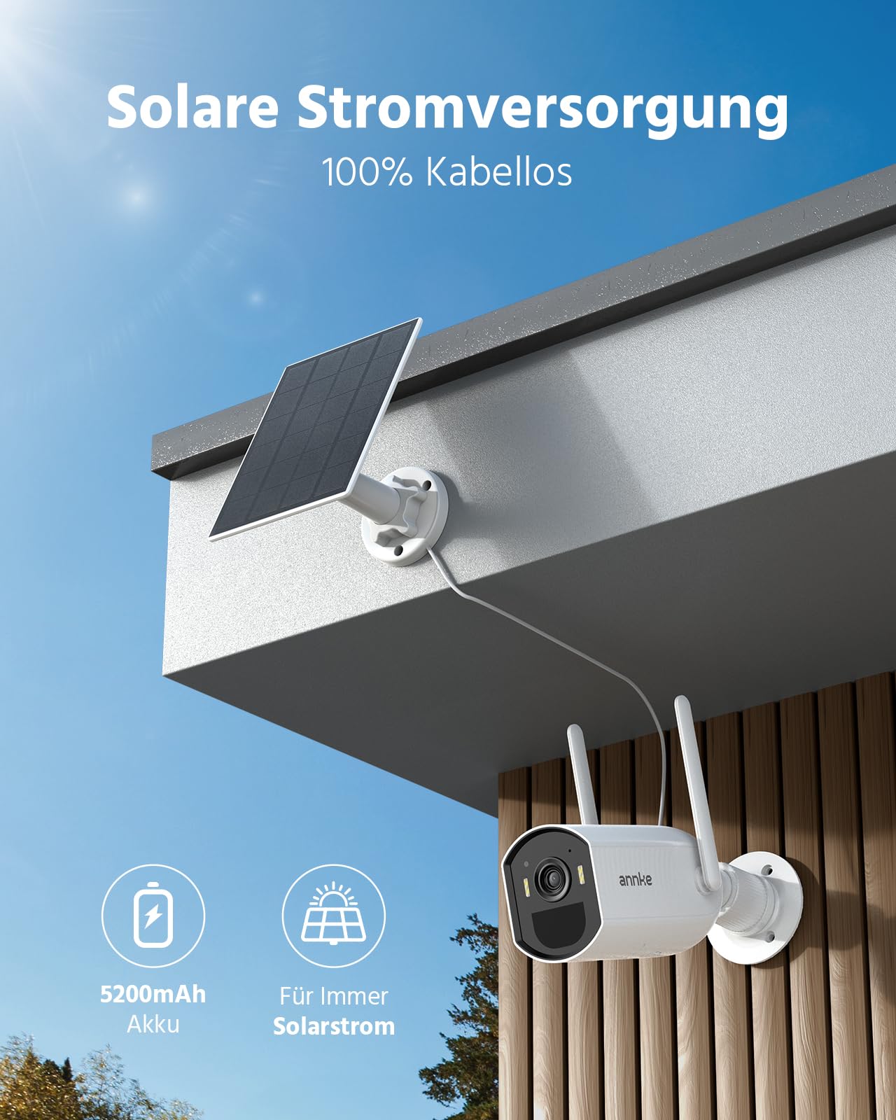 ANNKE 2.5K Überwachungskamera Aussen Solar Akku Set, 3er-Set mit Home Hub, 64G Lokale, ohne ABO, Solar Kamera WLAN Outdoor mit Bewegungsmelder, FarbNachtsicht, 2 Wege Audio, 5G & 2.4G WLAN