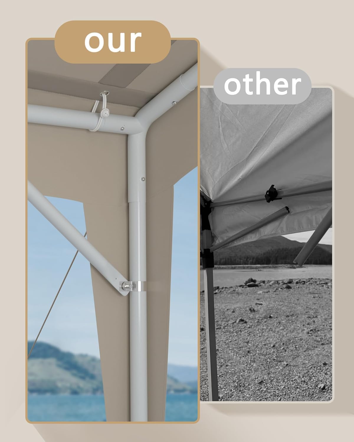 Pop Up Canopy 10X10 FT, Outdoor Canopy Tent with Rust-Resistant Frame and Stabilizing Kit, Quick Setup Waterproof Portable Shelter for Camping, Parties and Events
