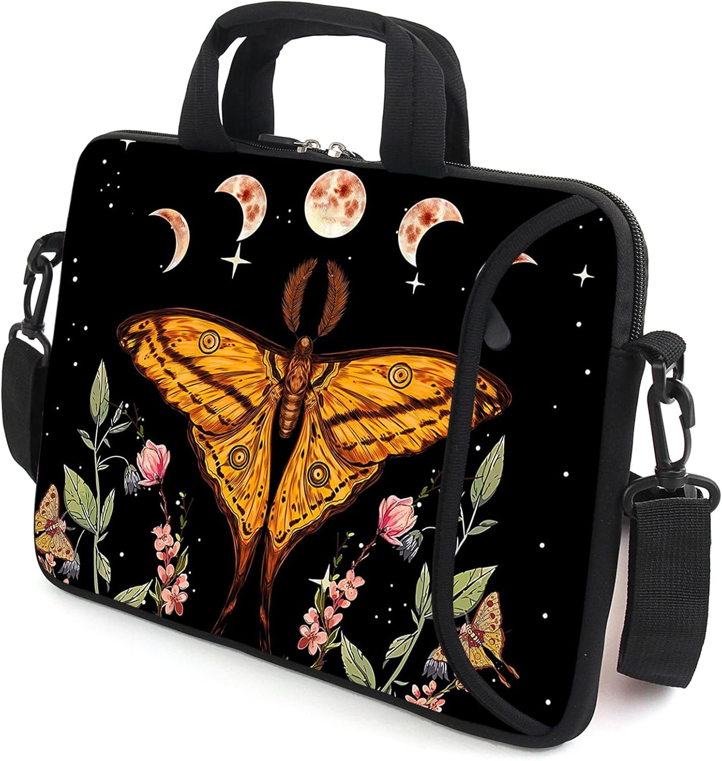 17" Shoulder Bag Adjustable shoulder strap Laptop sleeve Carrying case with mouse and power adapter storage bag (Butterfly-1)