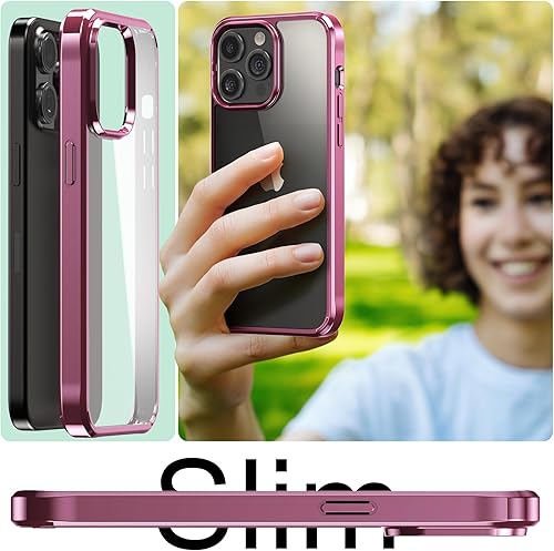 Miniatura 7 de Foluu Funda ultrafina para iPhone 15 Pro Max 2023 con protector de pantalla de vidrio templado y protector de lente de cámara, chapado duro de