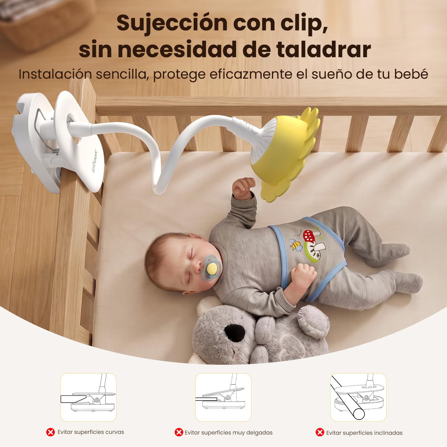 ieGeek Cámara Vigilancia Bebes con Soporte 5" 1080P, Baby Monitor con Detección Movimiento y Llanto, Audio Bidireccional, Visión Nocturna, Temperatura, Regalo Recién Nacidos