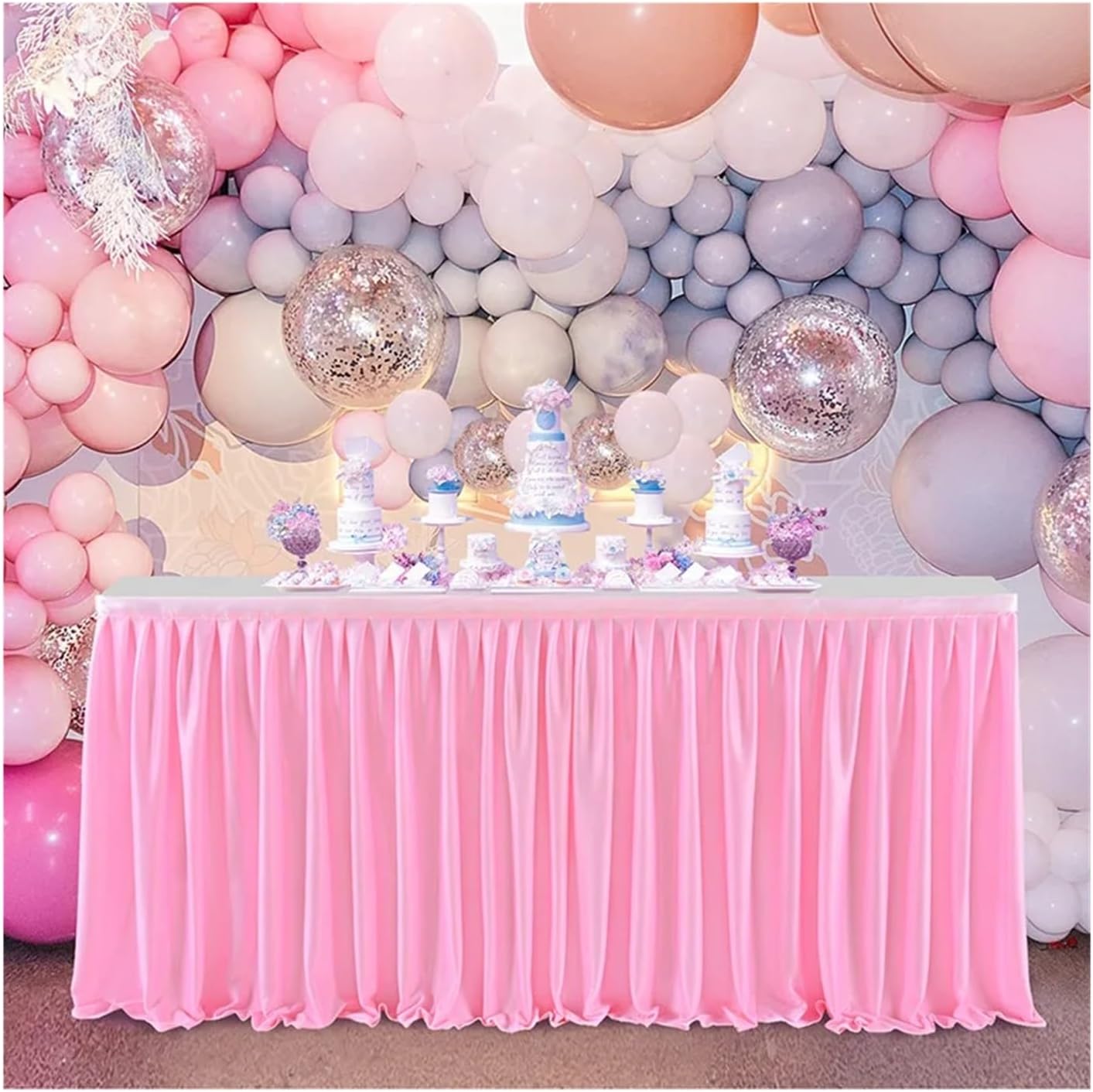 Party table skirt， Birthday Party Table Skirt Decoration Dessert Table Table Circumference Wedding Conference Table Skirt Party Decoration For Wedding, Birthday, Party, Bar, Prom(Deep Purple,9FT 78X27
