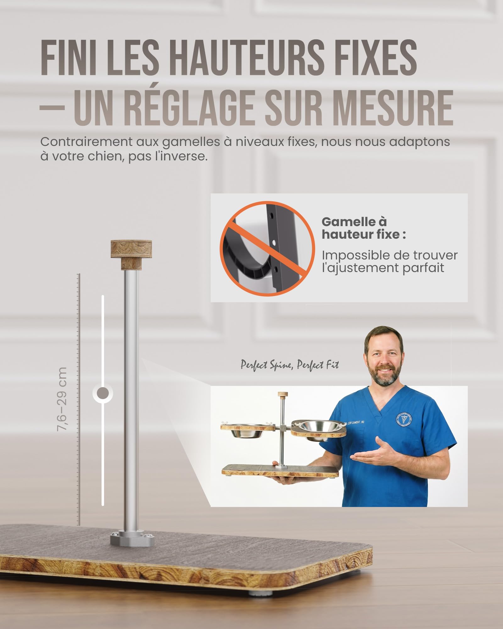 Kittyspout Gamelle surélevée pour chien, réglable en hauteur et en inclinaison