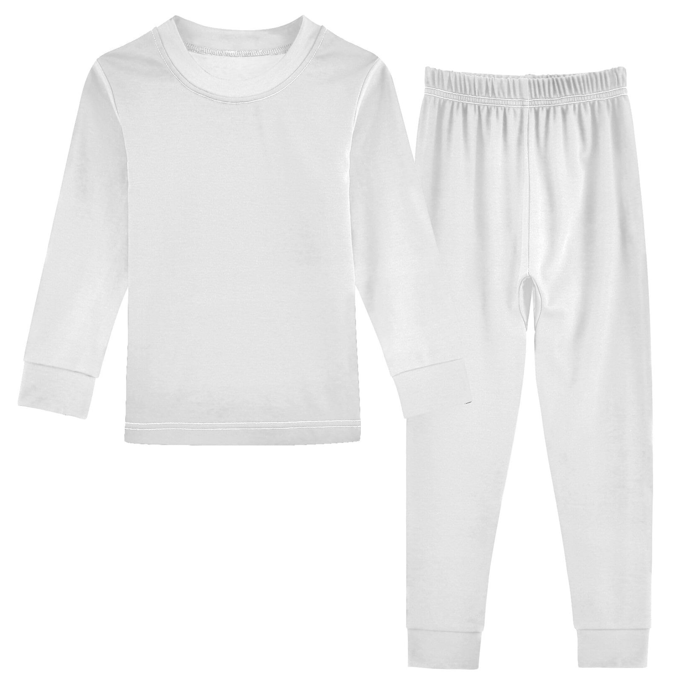 White Long Sleeve Pajamas Set Sleepwear Jammies 2pcs Set Pjs White