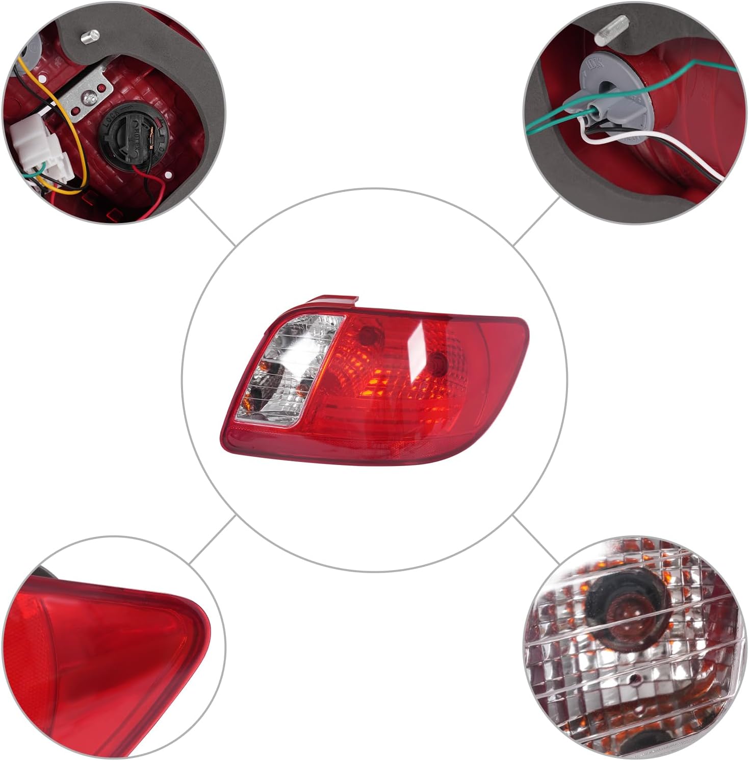 For 2006-2011 Kia Rio Halogen Tail Light with Bulb, Rear Taillamp Brake Lights Replacement, KI2801128, KI2800128 (Passenger Side)
