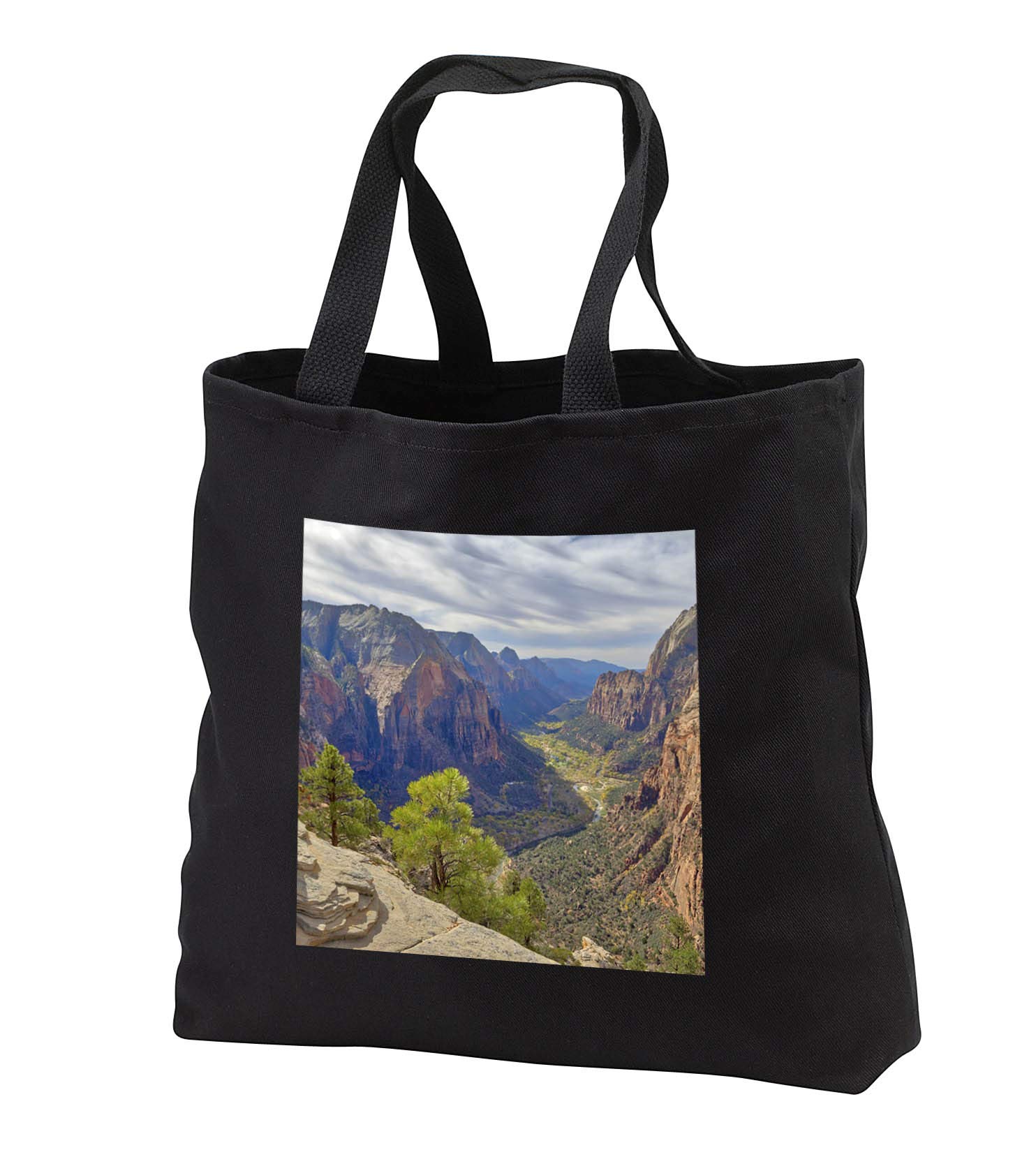 Black Tote Bag 14w x 14h x 3d - Utah, Zion NP, Zion Canyon, view from Angels Landing Landscape