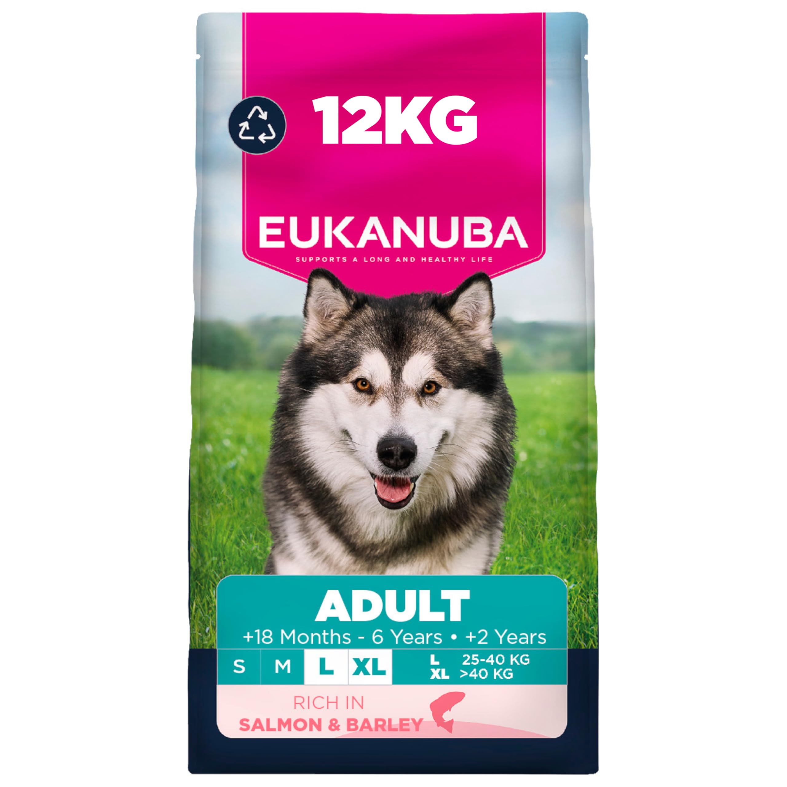 Eukanuba Premium Nutrition Dry Dog Food + Wet Dog Food Free! * - Adult Large & Giant Breed Salmon (12Kg) + Adult Rich In Beef With Pumpkin (3 X 400G)