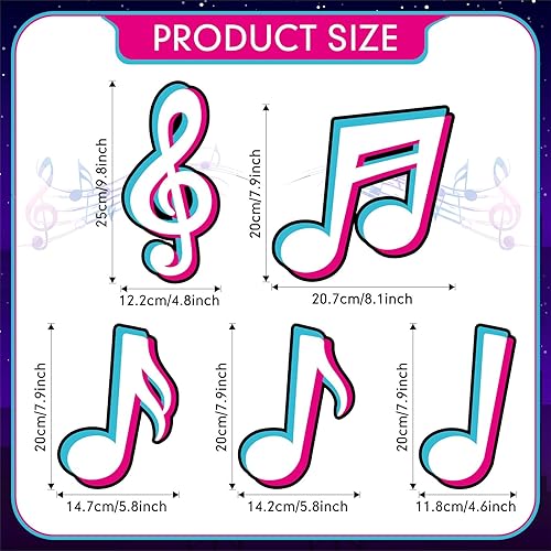 Miniatura 2 de 40 Pieces Music Notes Cutouts Music Party Decorations Musical Notes Silhouette for Music Concert 50's Theme Party Birthday Party Baby Shower School