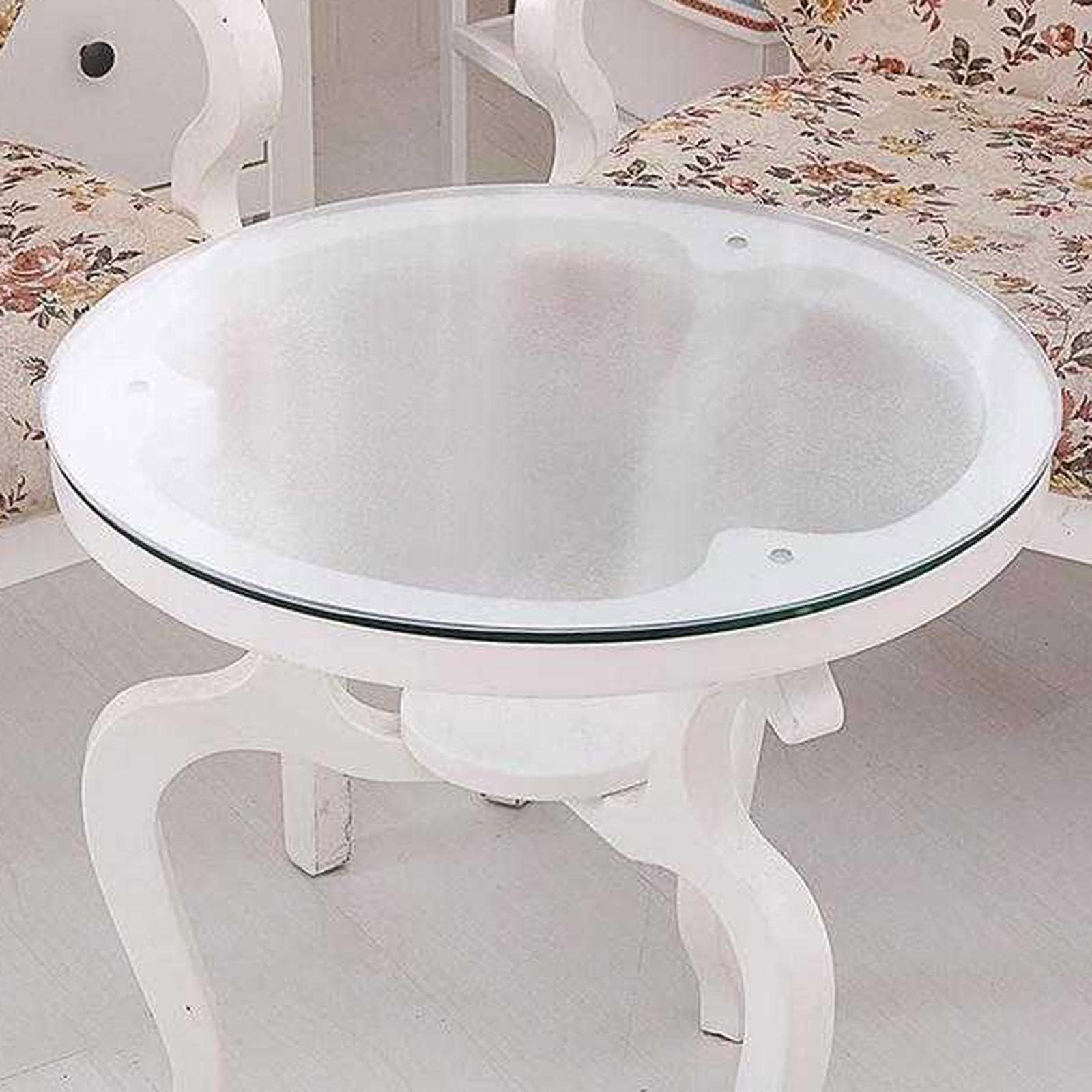 Round Matte PVC Tablecover,Wipe Clean Plastic Transparent Table Cloth,Glass Soft Cloth Tabletop Mats,for Dining Table/Desks/Coffee Tabletop,Custom Size,round-φ130cm/51in