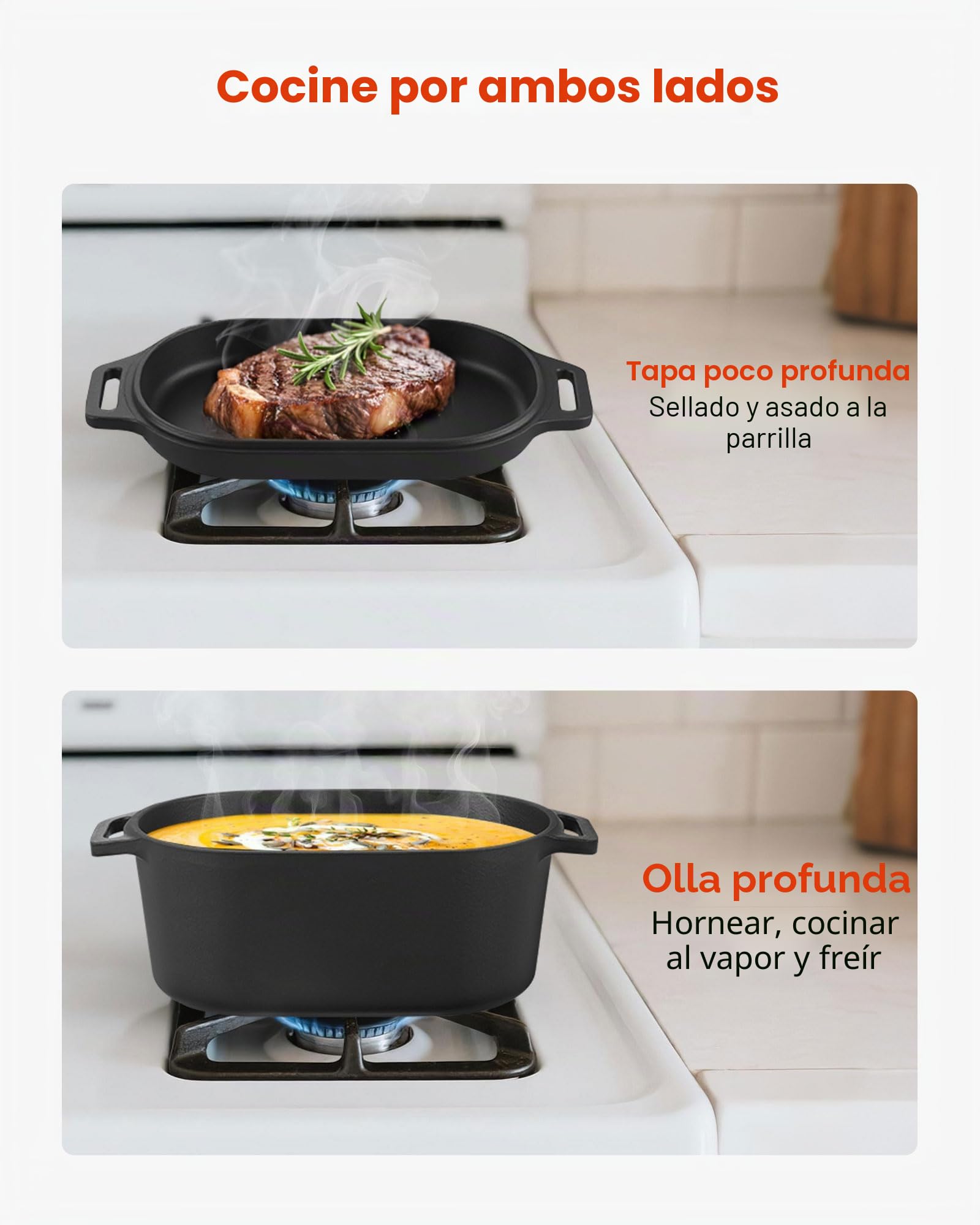 VEVOR Horno Holandés de Hierro Fundido Esmaltado de 3,31 L, para Hornear Pan de Masa Madre, Olla Robusta con Tapa y Asas, hasta 260 °C, para Guisos, Cocinar y Freír, Negro, 330 x 170 x 150 mm