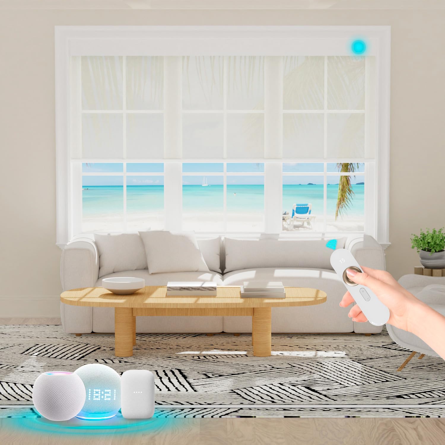 Blindify Motorized Blinds with Remote Smart Light Filtering Roller Blinds Work with Homekit Alexa and Google Assistant Automatic Solar Blind Shades 1%