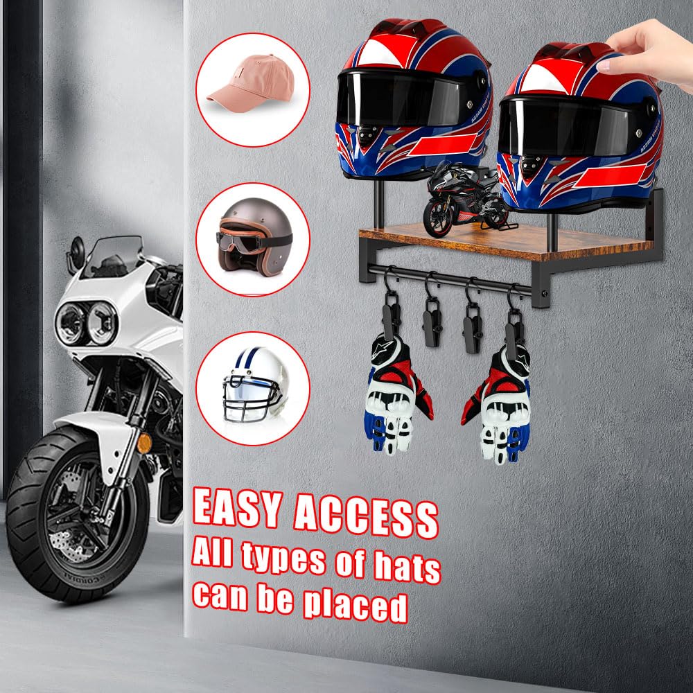Appendi Casco Moto da Parete, WDKXCN Porta Casco Moto da Parete, Minimalismo Supporto da Parete per Casco, Appendi Casco Moto da Parete per Accessori Casco Moto e Accessori per Biciclette