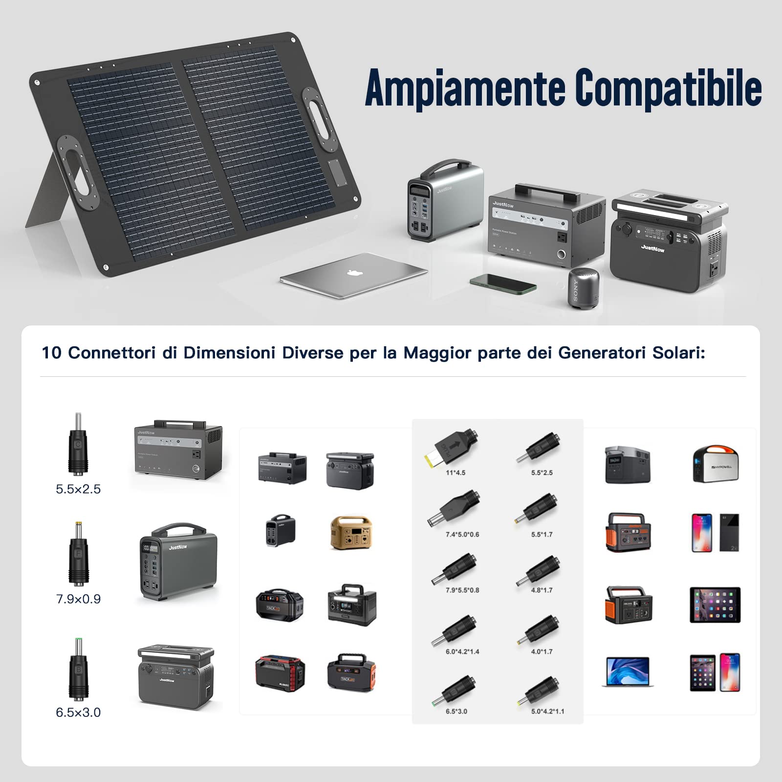JustNow Pannello solare pieghevole da 200W, pannello solare portatile, modulo solare, pieghevole, per PowerStation Generetion, campeggio, giardino, balcone, roulotte