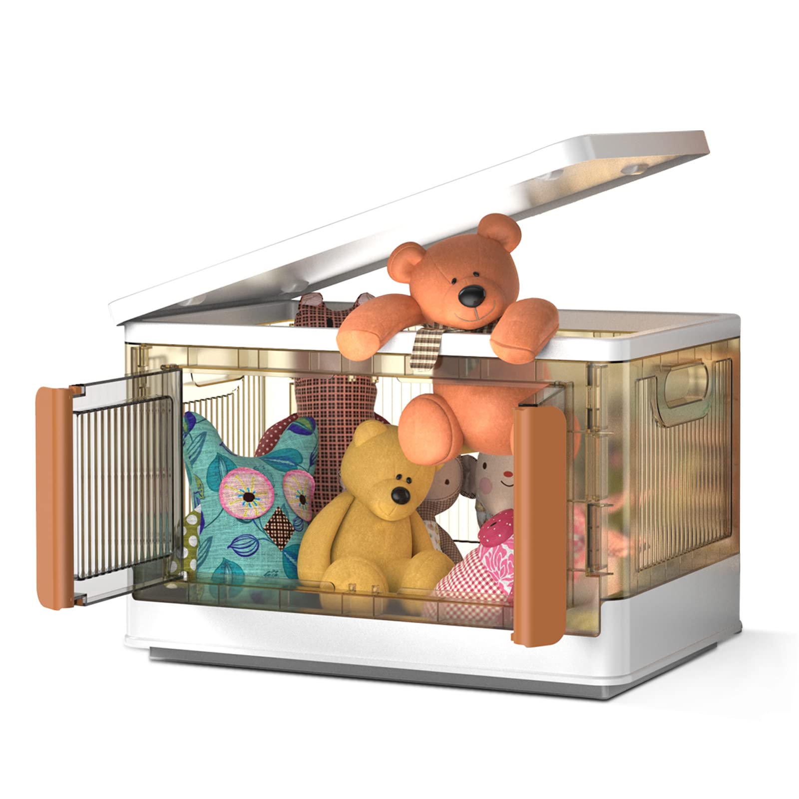 Potahouse Plastic Storage Bins with Lids 8.4 Gal 1 Pack Stackable Folding Storage Box Closet Organizer Collapsible Storage Container with Wheels for Home Kitchen Office School