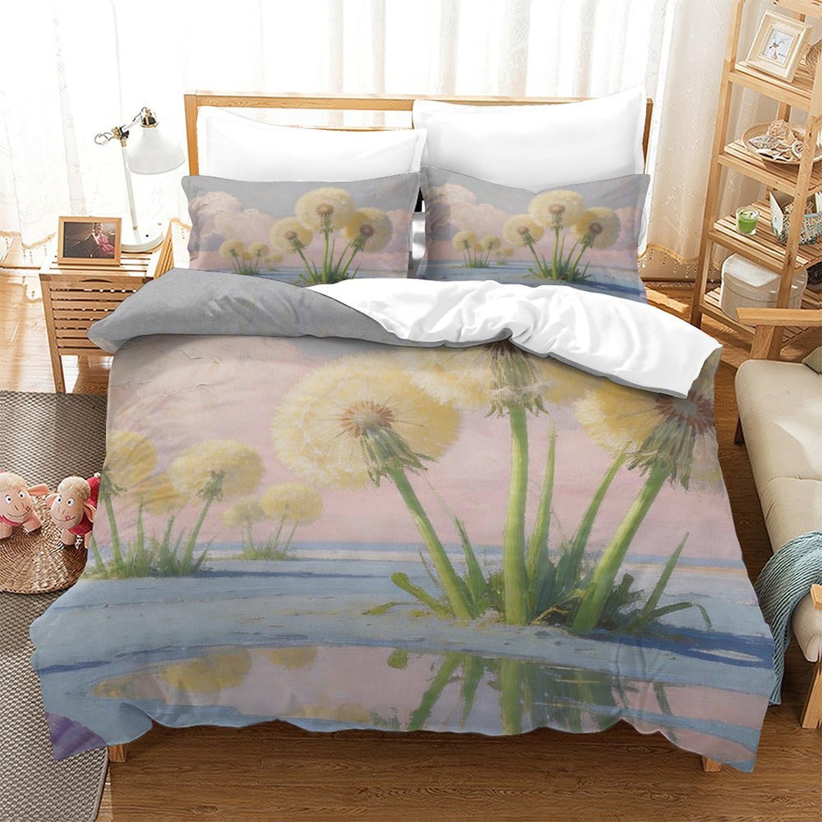 Housse de couette pissenlit 135x200 single en microfibre