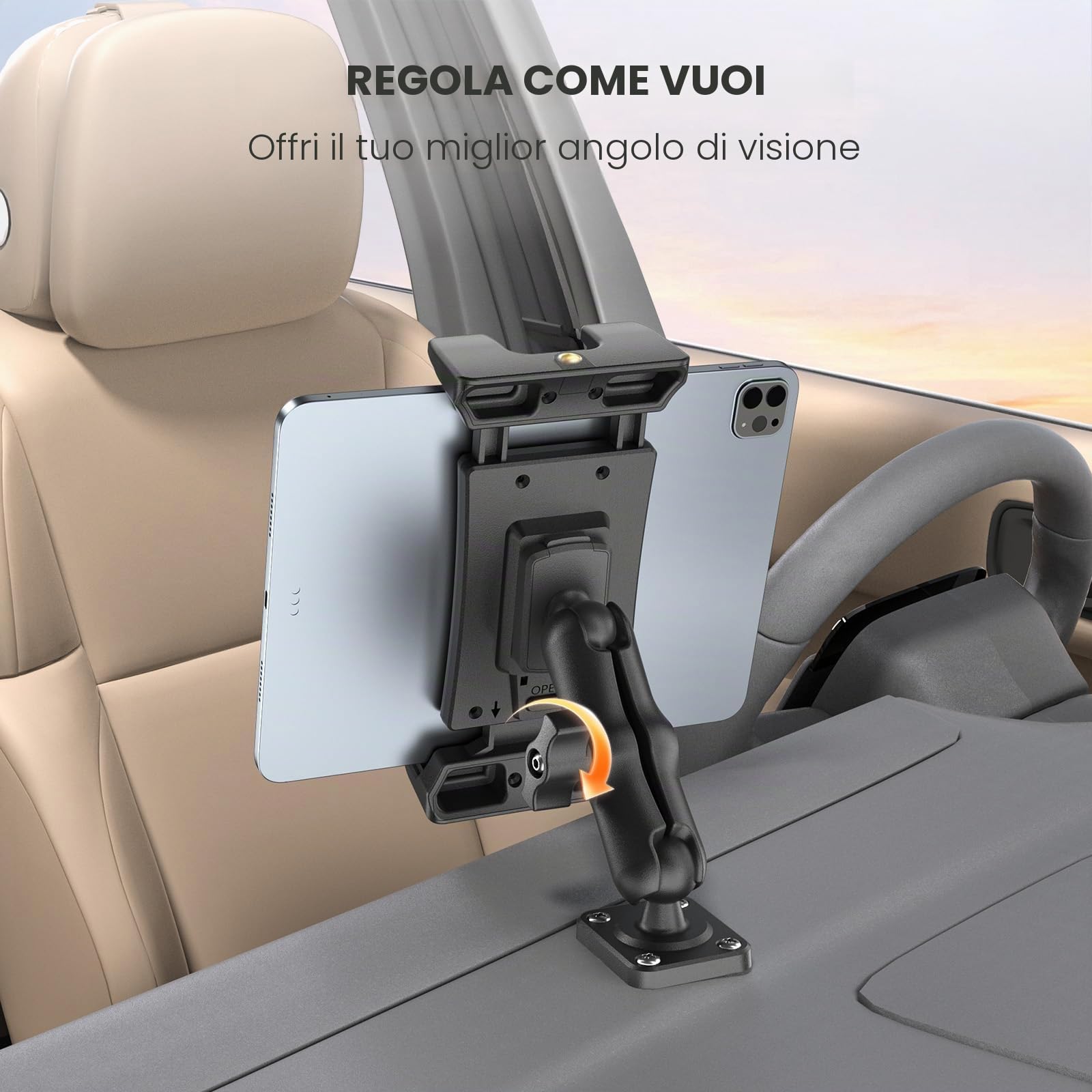 OHLPRO Supporto per Tablet da Auto Base per Trapano Resistente, Compatibile con iPad Samsung, Tablet e Telefono, Supporto per Tablet da Auto per Camion/Veicoli Commerciali/Desktop/Parete, ecc.