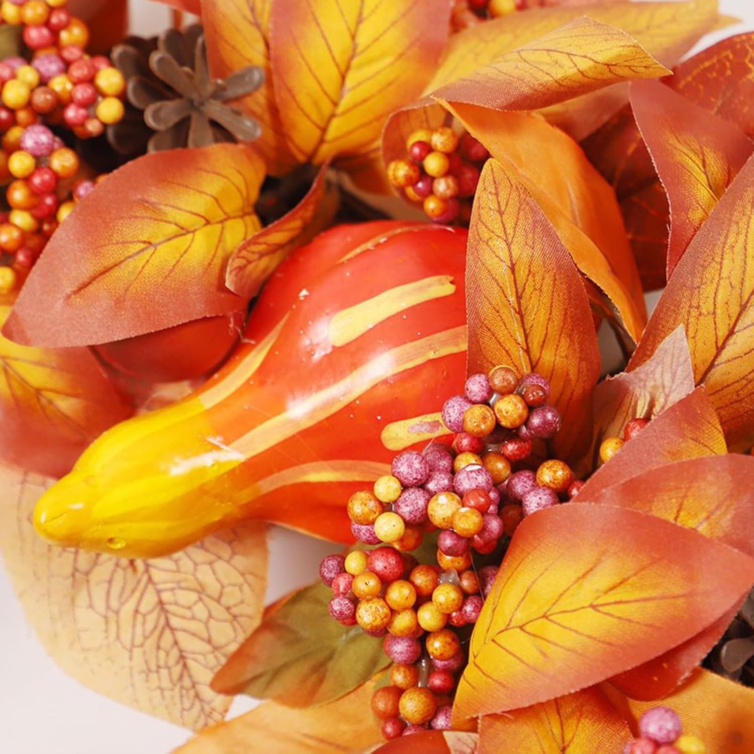 ハロウィンリース 玄関 飾り 敬老の日 北欧 おしゃれ ナチュラル 36cm コンパクト ギフト クリスマスプレゼント 送料無料 店舗 装飾  ハロウィン クリスマス リース - 【DEPOS】- プレゼント＆ギフトのギフトモール 屋外用秋のリース,50cm パンプキンベリーメープルリース飾り - 収穫祭飾り 秋の季節のホームオーナー休日デコレーター感謝祭暖炉マ