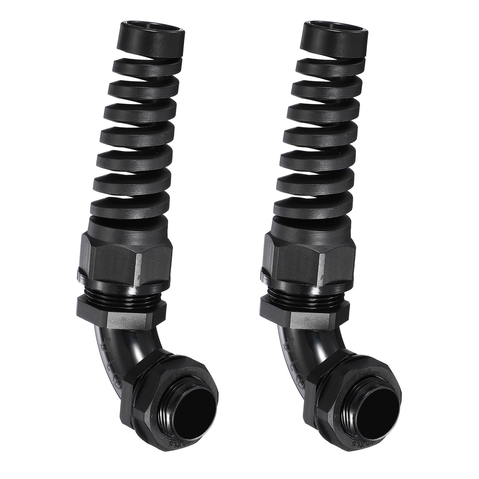sourcing map 2Pcs M20 Cable Gland with Strain Relief, 90 Degree Elbow Nylon Joint IP68 Waterproof Spiral Adjustable Cord Connector for 6-11mm Wire