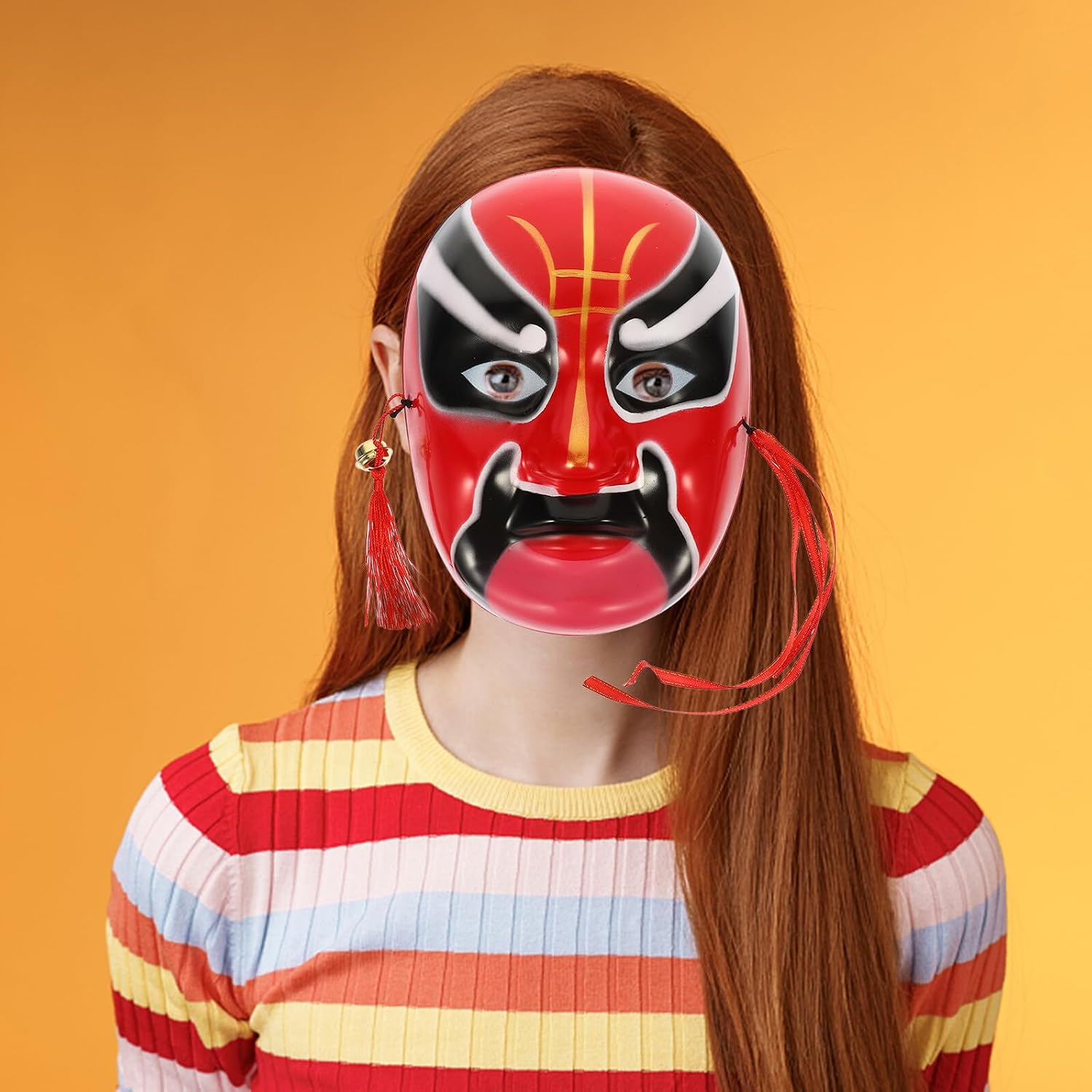 Chinese Opera Mask Painted Wear-resistant Plastic Cosplay Mask for Party Decoration Portable Wall Hanging Accent for Home Décor